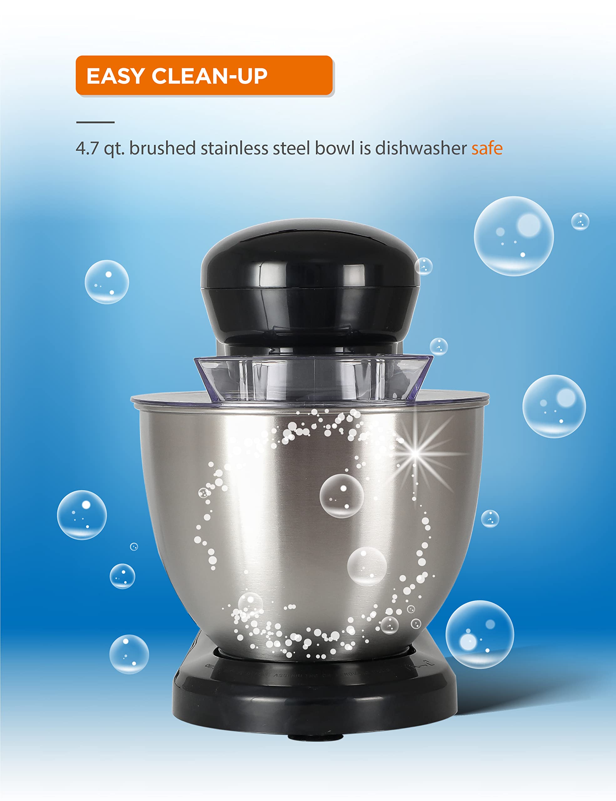 Commercial Chef 4.7QT Electric Stand Mixer - 7-Speed Heavy Duty Kitchen Mixer for Baking, Dough Kneading & Cooking - Perfect for Home Bakers & Professional Chefs