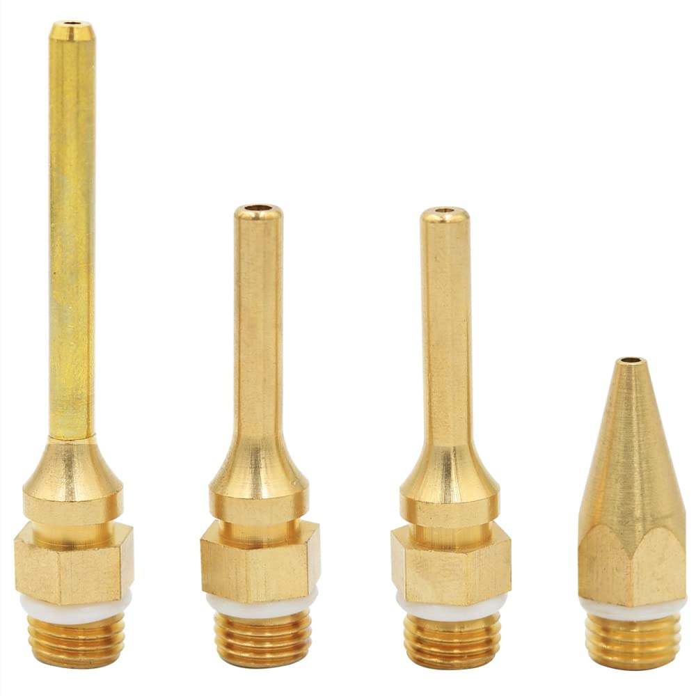 4-Pack Interchangeable Copper Glue Gun Nozzles Set - 2.0x70mm, 2.0x50mm, 2.0x34mm, 3.0x50mm Tips for Hot Melt Glue Guns - Perfect for DIY Crafts, Home Repairs & Woodworking Projects