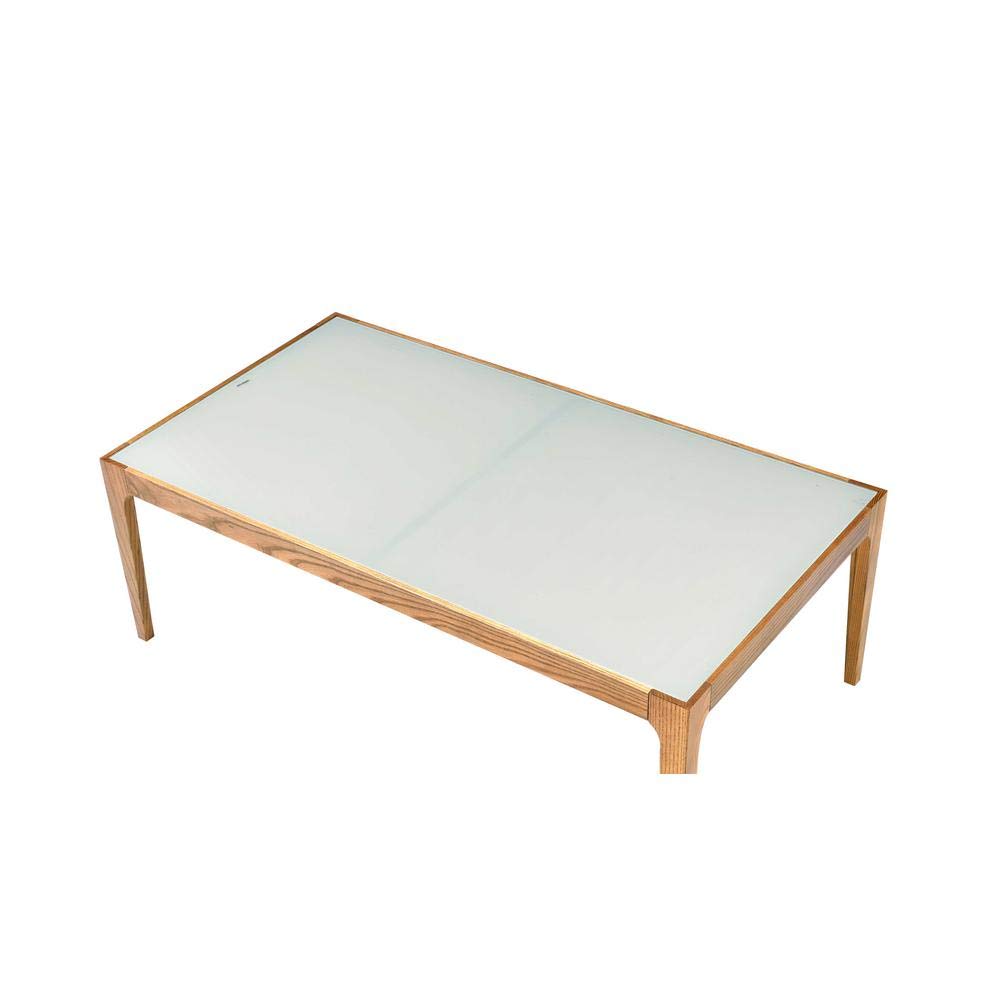 Knocbel Modern Coffee Table with Frosted Tempered Glass Top & Solid Wood Frame - 43