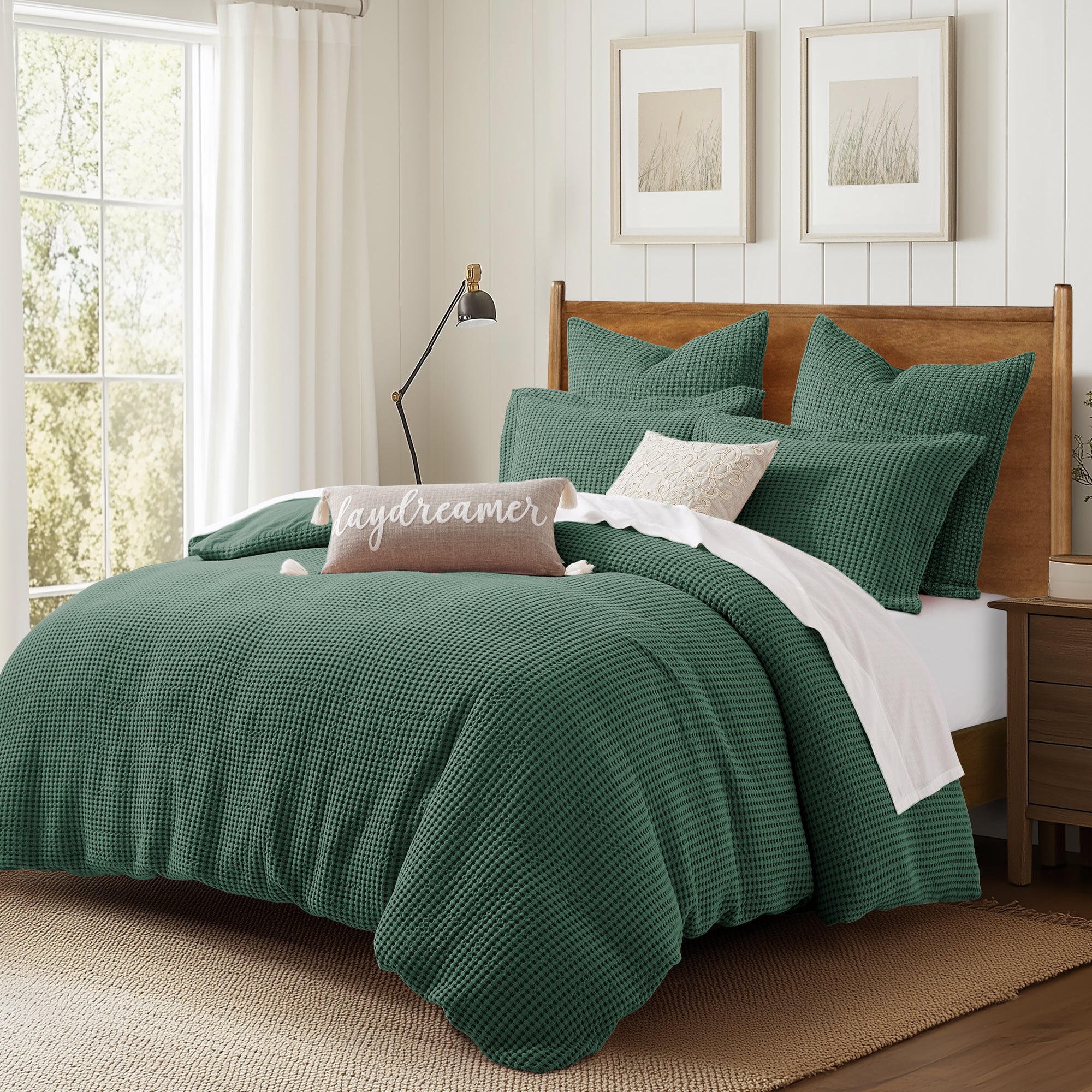 Mills Waffle Duvet Cover Set - Soft Textured Bedding for Cozy Comfort - Perfect for Master Bedroom, Guest Room & Dorm Decor