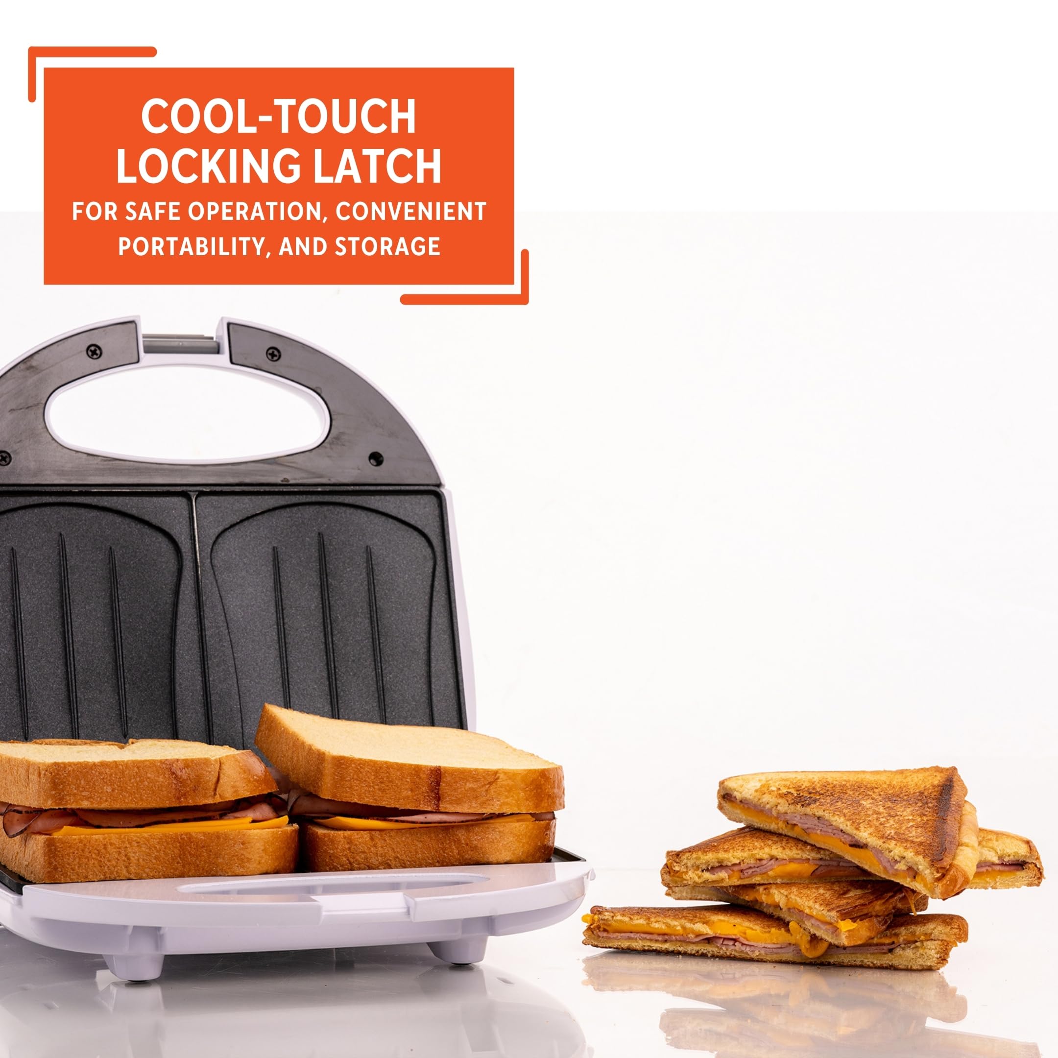 IMUSA 2-Slot Electric Sandwich Maker - White (GAU-80108) with Indicator Lights | Perfect for Quick Breakfasts, Lunches & Snacks at Home or Office