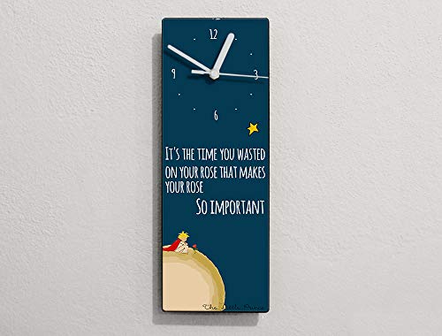The Little Prince Quote Wall Clock - 'It's the Time You Wasted on Your Rose That Makes Your Rose So Important' - Vintage Inspirational Decor for Bedroom, Office & Gift