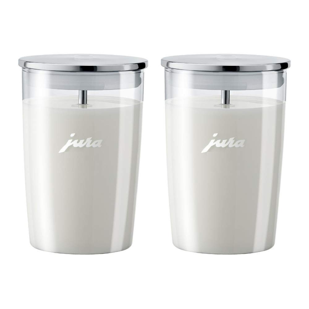 Jura 72570 Clear Glass Milk Container - Pack of 2 for Coffee Machines | Perfect for Latte, Cappuccino & Milk Frothing at Home or Café