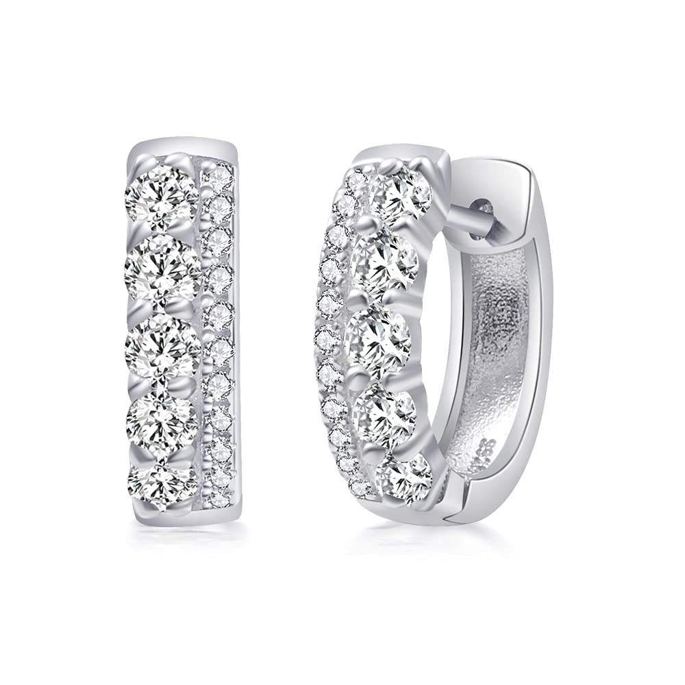 14K Gold Plated 925 Sterling Silver Hoop Earrings for Women - 5A Cubic Zirconia Small Huggie Earrings with Birthstone | Elegant Jewelry Gift for Women, Girls & Mom | Perfect for Daily Wear, Parties & Special Occasions