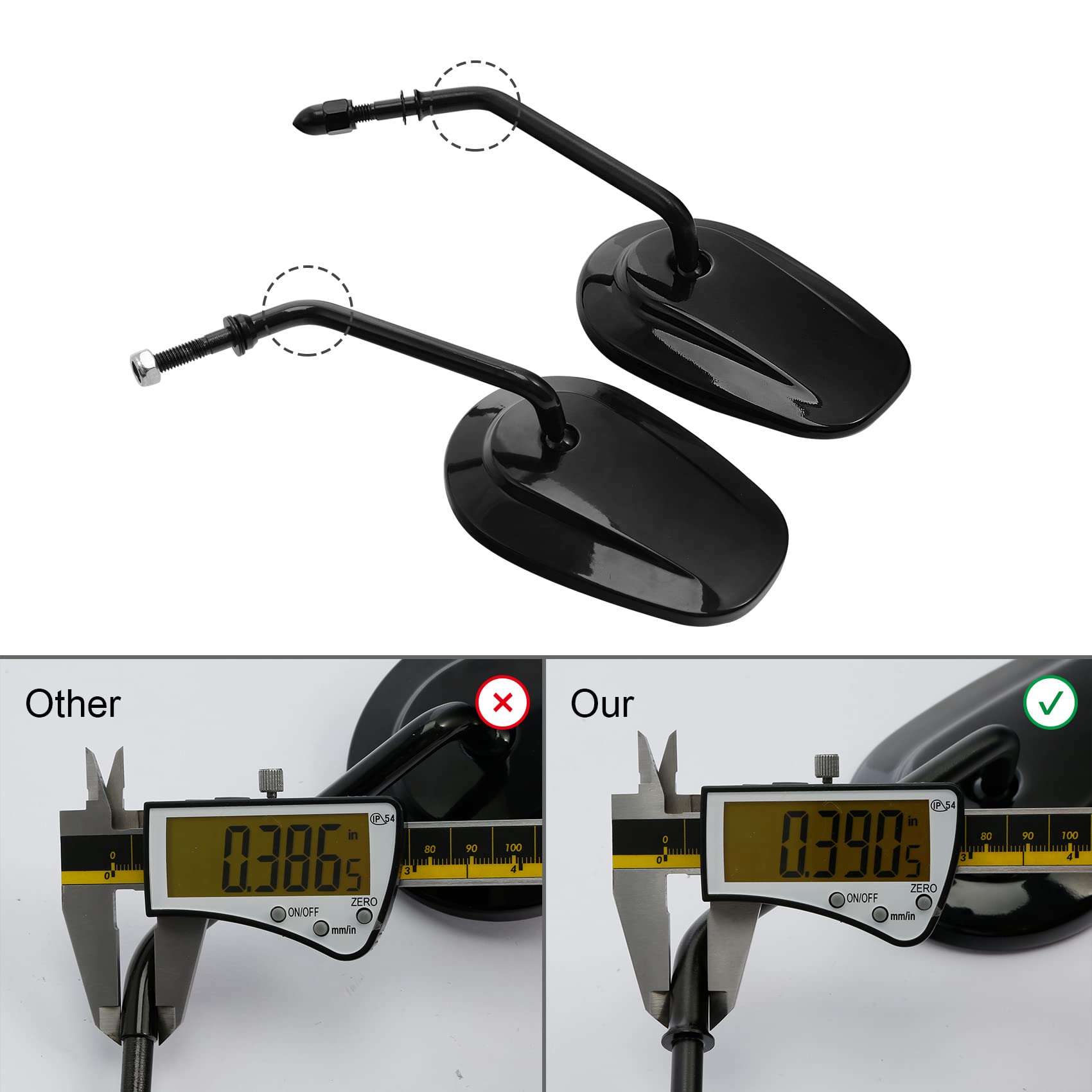 SLMOTO Matte Black Motorcycle Mirrors - Universal Fit for Harley Davidson Road King, Street Glide, Electra Glide, Dyna & Softail (1982-2021) | XL1200L, XL883, Sportster Models | Durable Rearview Mirrors for Safe Riding | Perfect for Highway Cruising & Urban Commuting