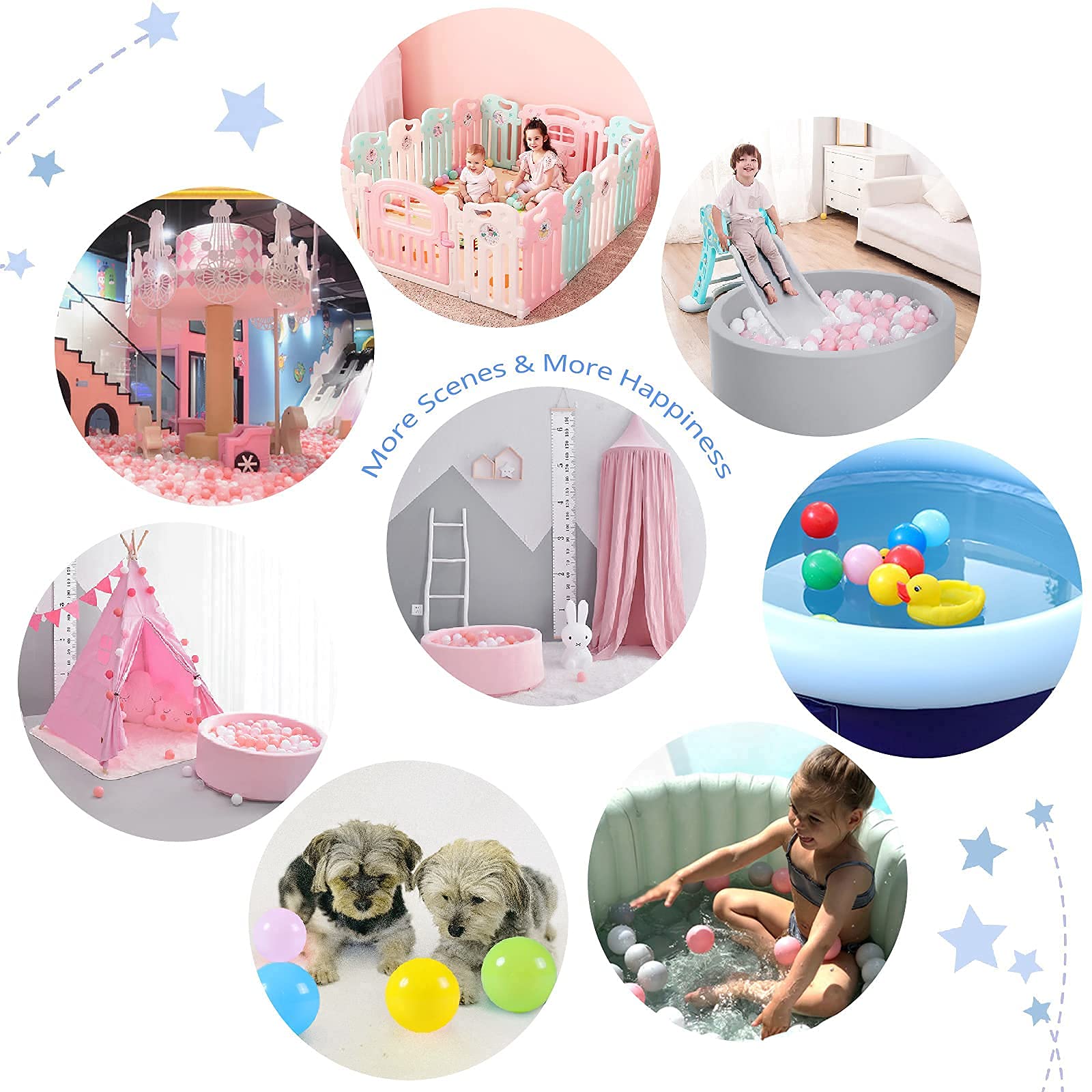 STARBOLO 100-Pack Soft Plastic Ball Pit Balls - BPA & Phthalate Free, Non-Toxic, Crush Proof Play Balls for Toddlers & Kids (Ages 1-5) - Perfect for Indoor Play, Birthday Parties, Ball Pits, Pools, and Tents