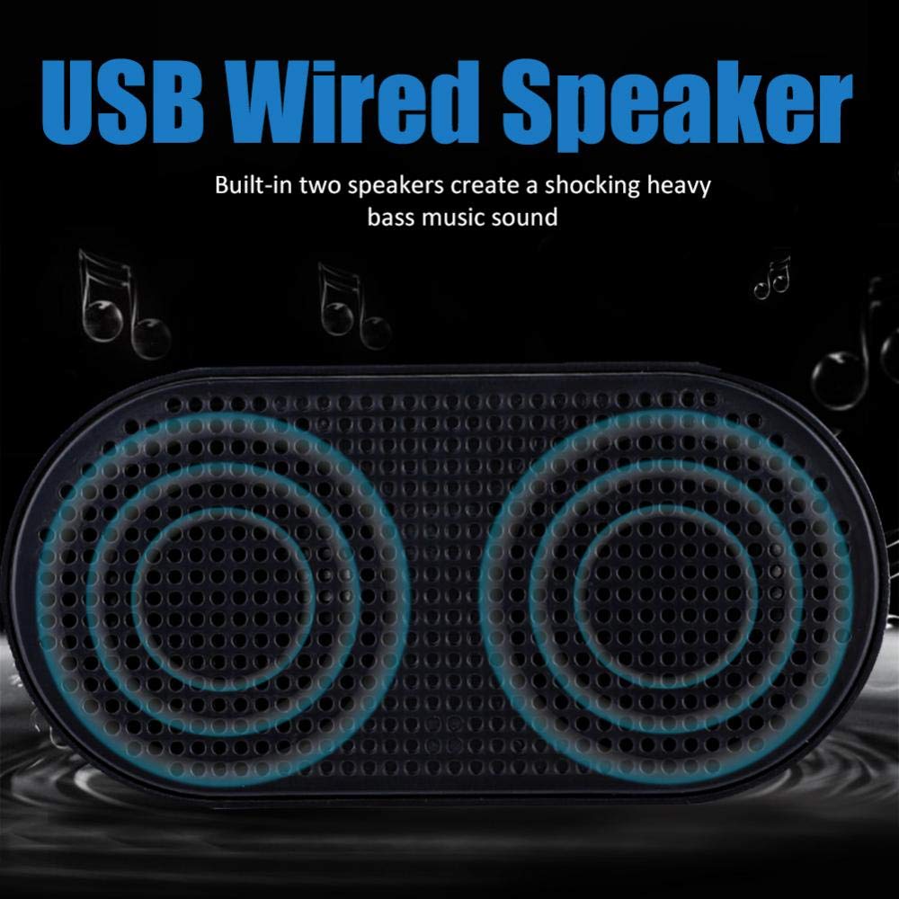 Mini USB Speakers - Portable Wired Dual Audio Subwoofer for Laptop, Desktop, and Small Spaces | Perfect for Home Office, Gaming, and Travel
