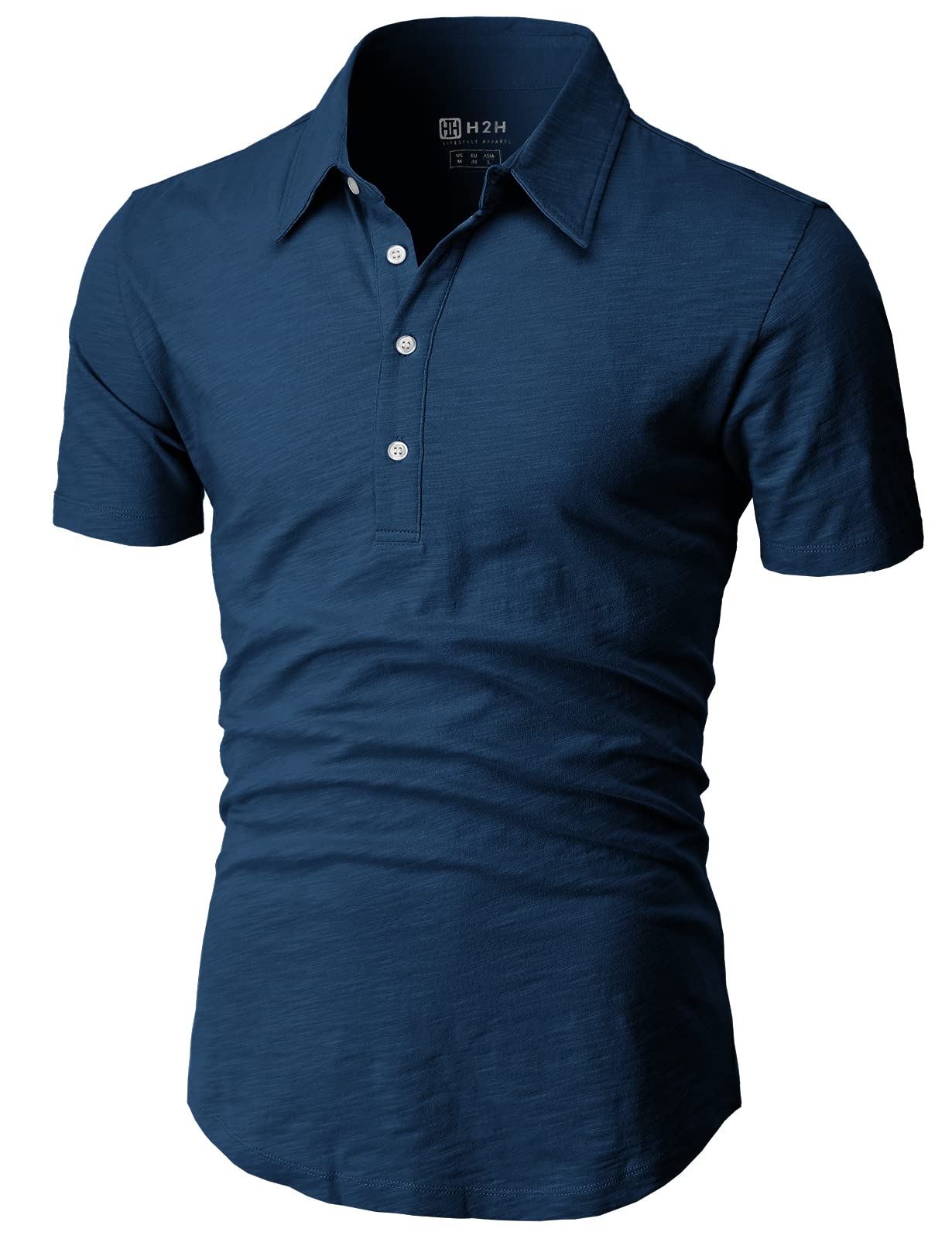 H2H Men's Casual Slim Fit Polo Shirts - Breathable & Stylish for Work, Golf & Everyday Wear