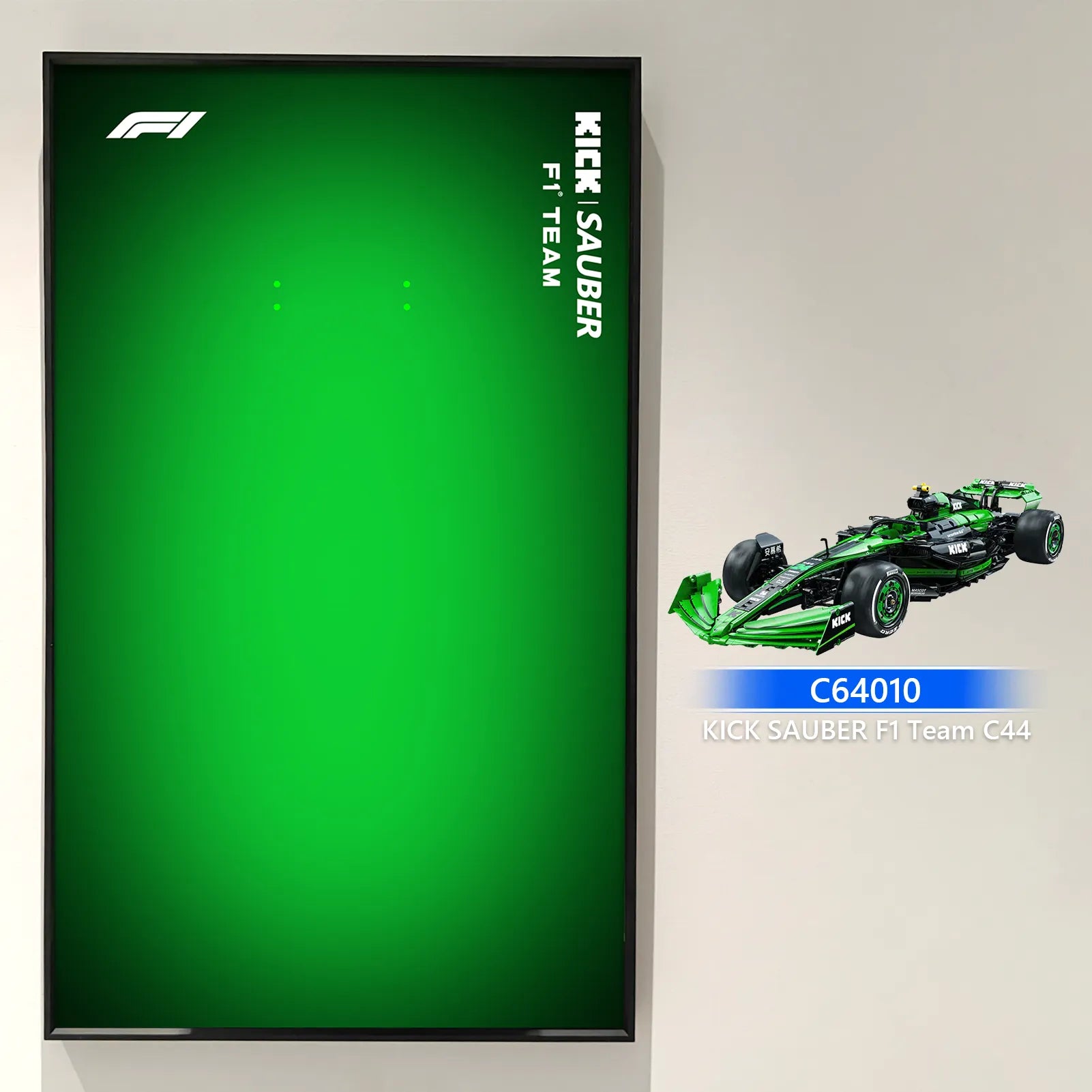 CADA KlCK Sauber F1 Team C44 2024 C64010W Wall Display Frame - Formula 1 Model Car Showcase for Home Office Decor & Racing Enthusiast Collection