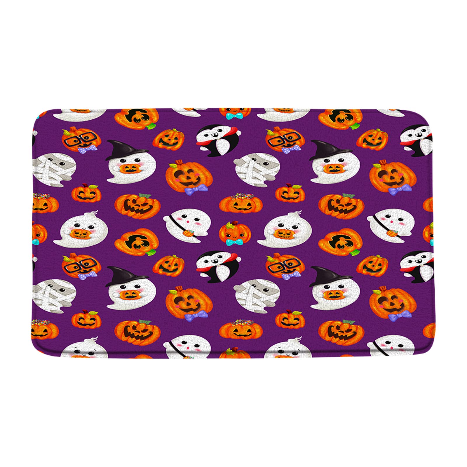 Funny Halloween Bath Mat - Spooky Ghost & Cute Pumpkin Design - Non-Slip Microfiber Memory Foam Bathroom Rug for Shower, Kitchen, Office - Perfect Holiday Decor for Trick or Treat Season
