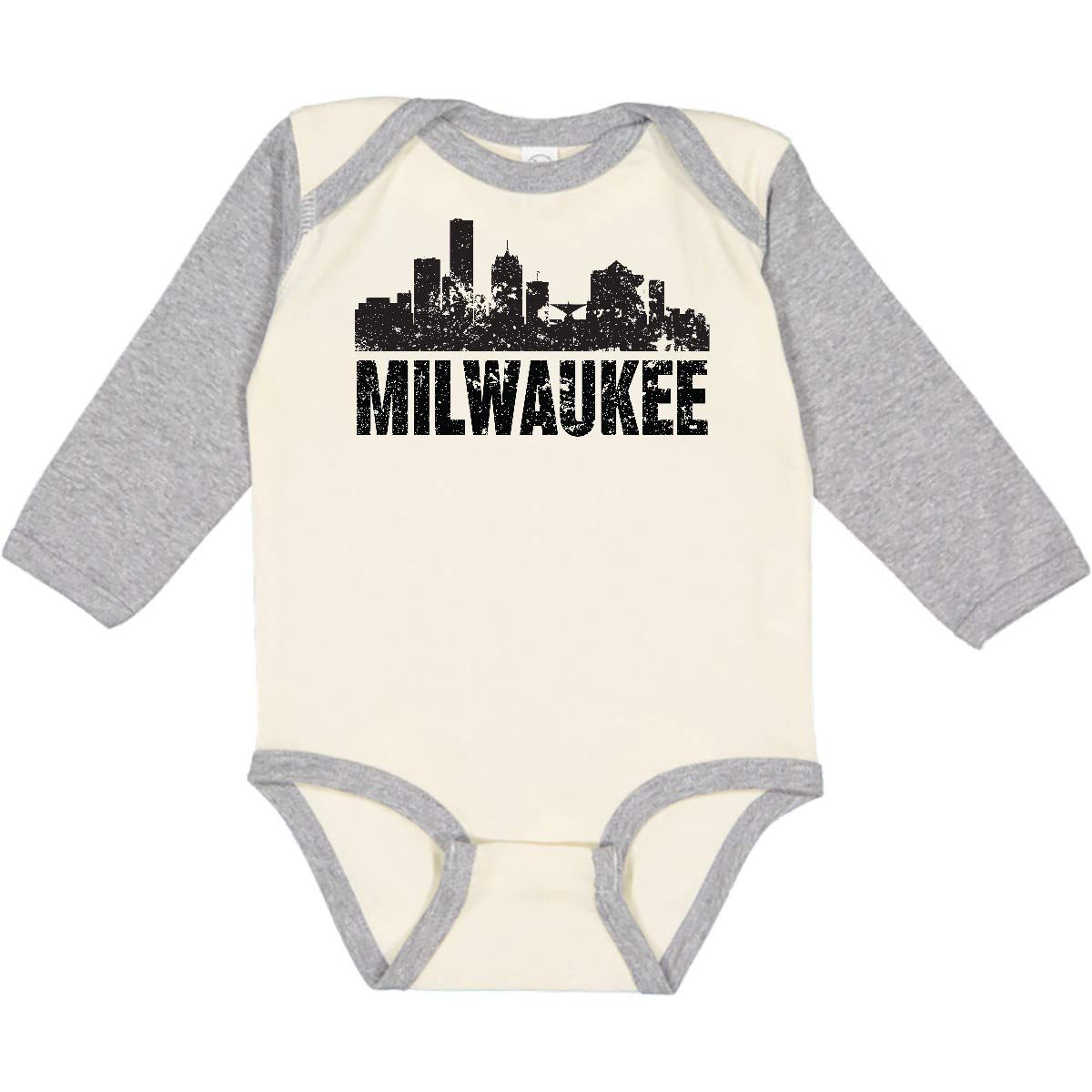 Inktastic Milwaukee Skyline Grunge Long Sleeve Creeper - Vintage Urban Style T-Shirt for Men & Women - Perfect for Casual Wear, Street Fashion, and City Exploration