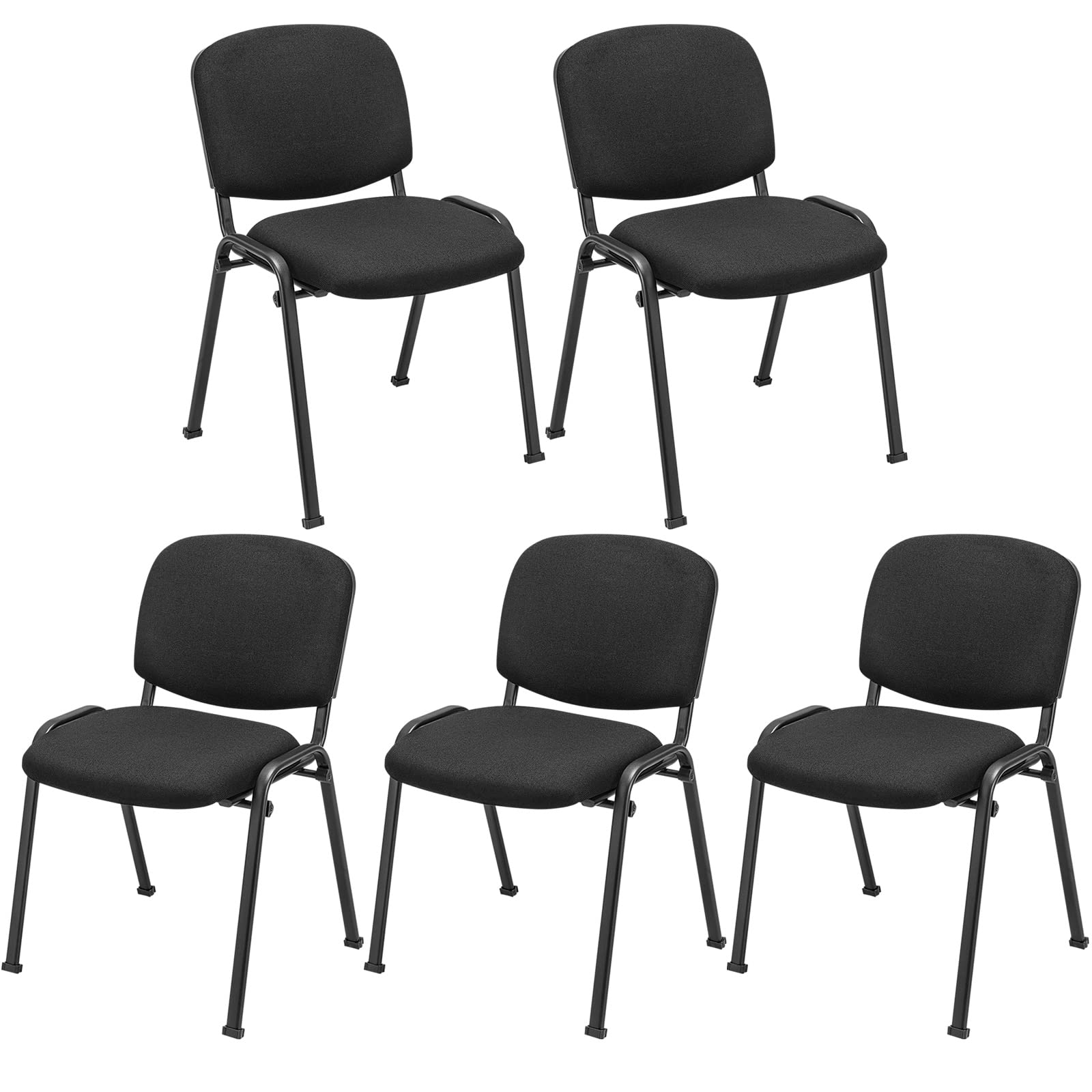 Tangkula 5-Piece Stackable Conference Room Chairs Set - Ergonomic Office Guest Chairs with Upholstered Back & Seat - Perfect for Waiting Rooms, Meeting Spaces & Reception Areas (Black) - Ideal for Corporate Offices, Hotels & Business Centers