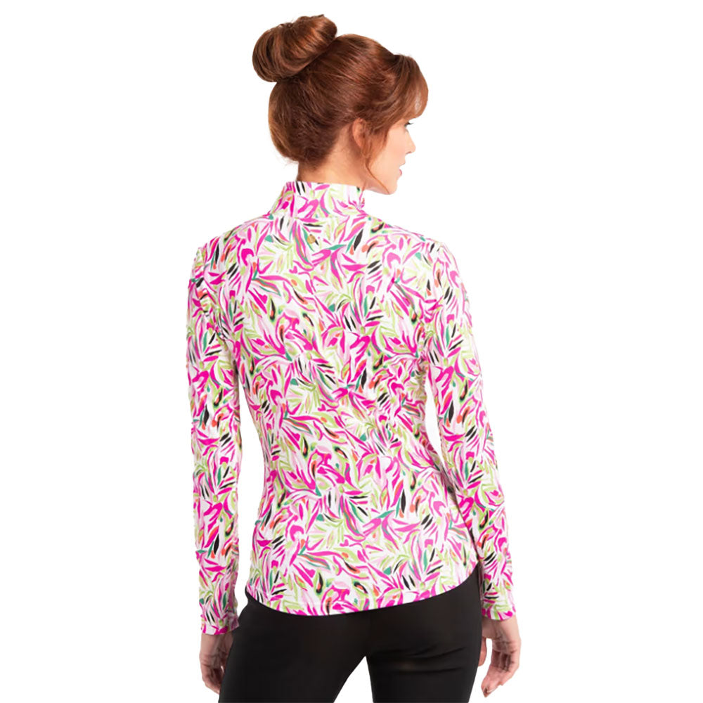 EP New York Tropical Print Women's Zip-Up Golf Pullover - Lightweight & Breathable for Outdoor Sports & Casual Wear