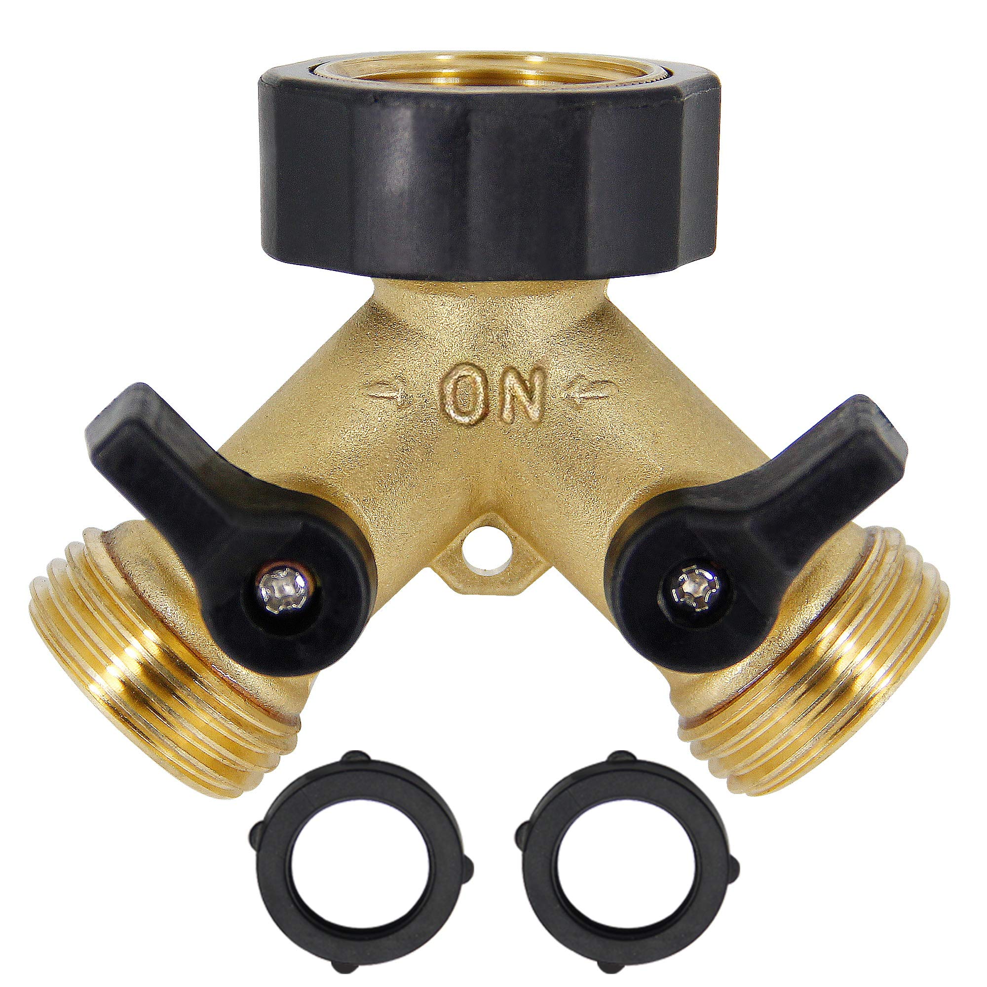 2-Way Brass Hose Splitter - 3/4