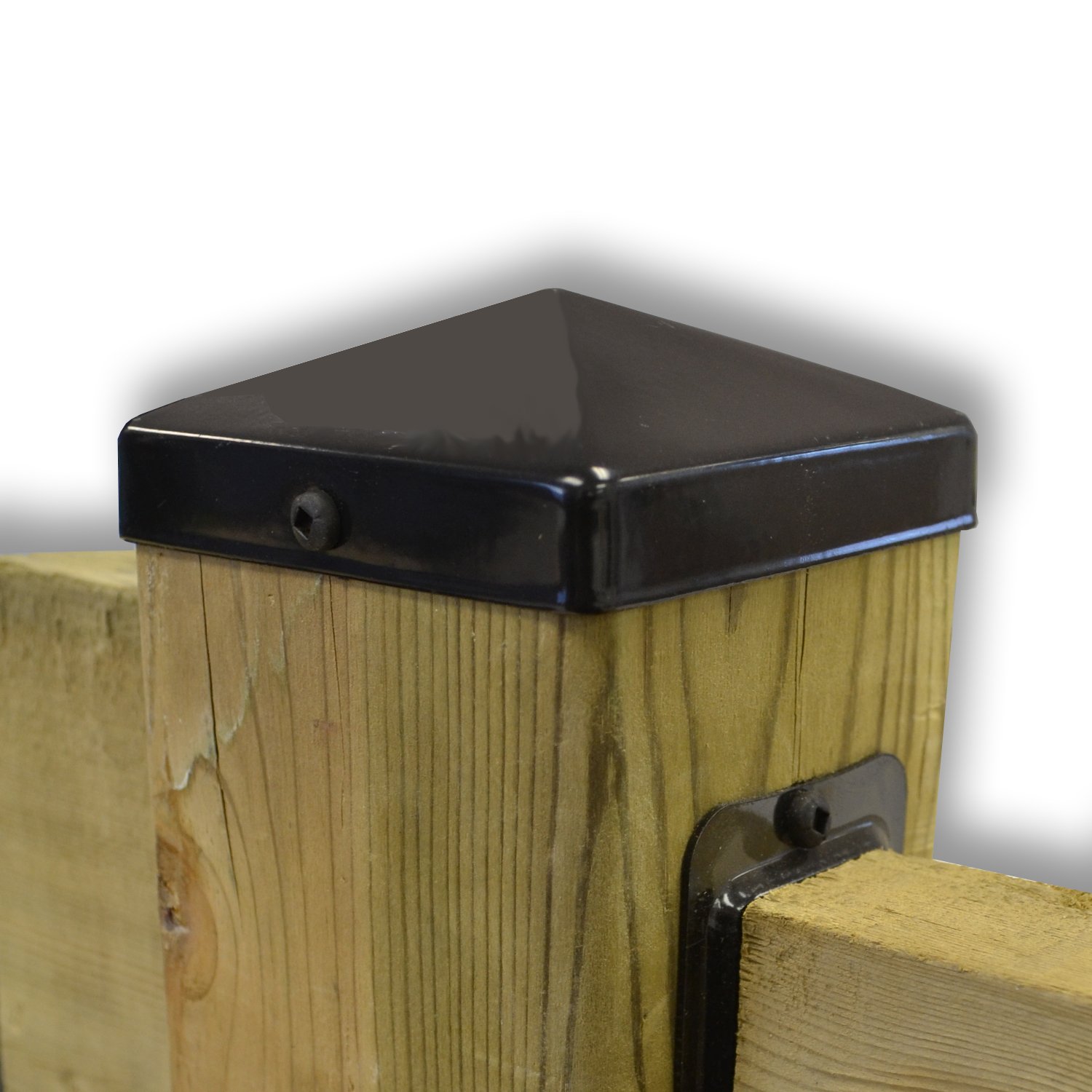 Pylex 12038 44-Inch Black Post Cap for Wood Fence & Deck - Durable Outdoor Fence Post Cover for Protection & Decoration