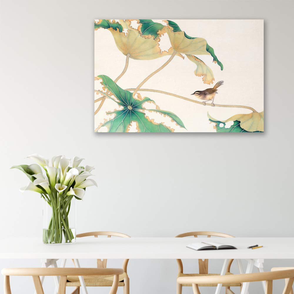 Wall26 - Classic Flower and Bird Canvas Wall Art - Handmade Giclee Painting for Bedroom, Living Room & Home Decor - 32x48 Inches - Perfect for Modern Interior Design and Housewarming Gifts