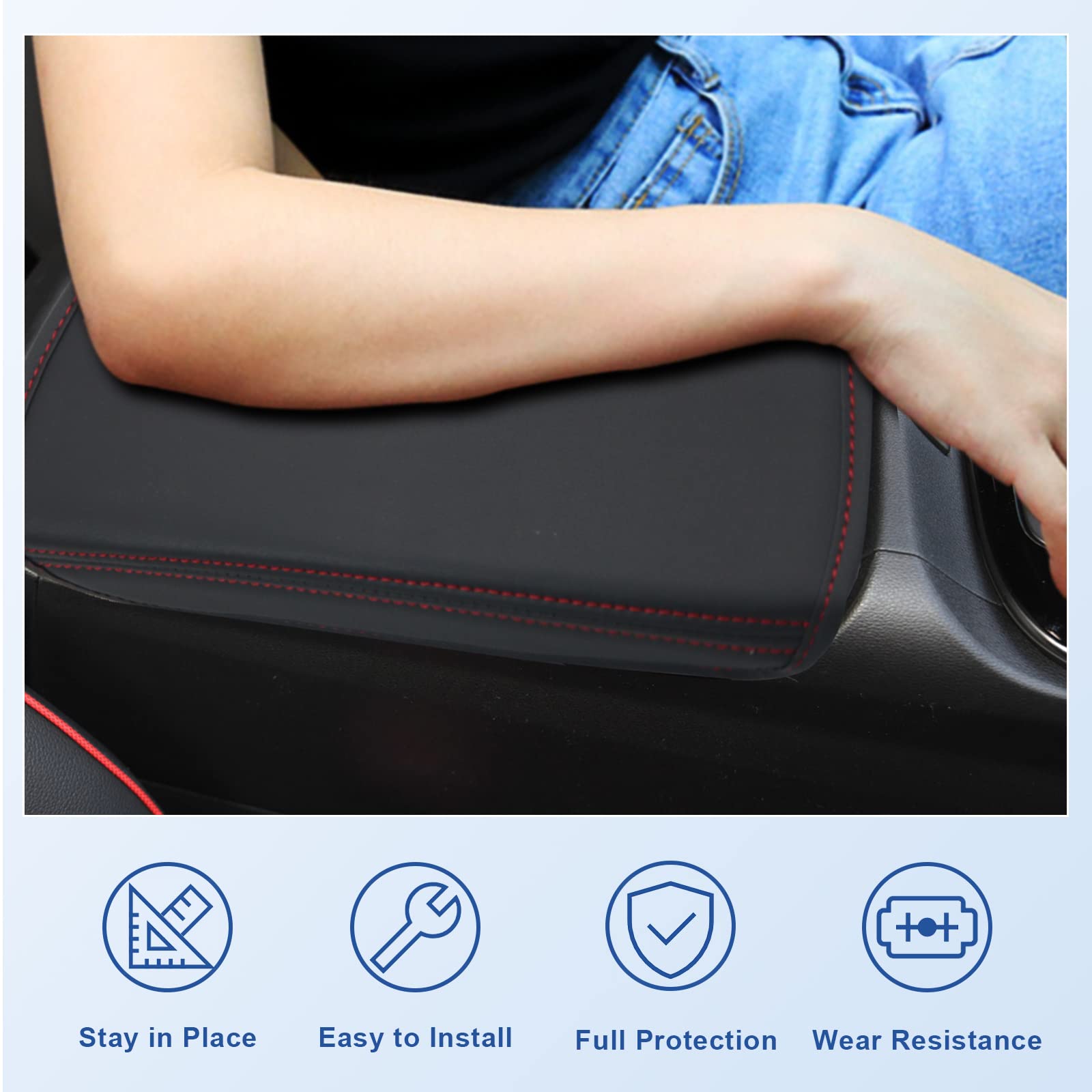 2022-2023 Santa Cruz Pickup Truck Center Console Cover - Premium Leather Armrest Protector & Seat Box Cover - Interior Accessories for Hyundai Santa Cruz (Black) - Perfect for Road Trips & Daily Commute Protection