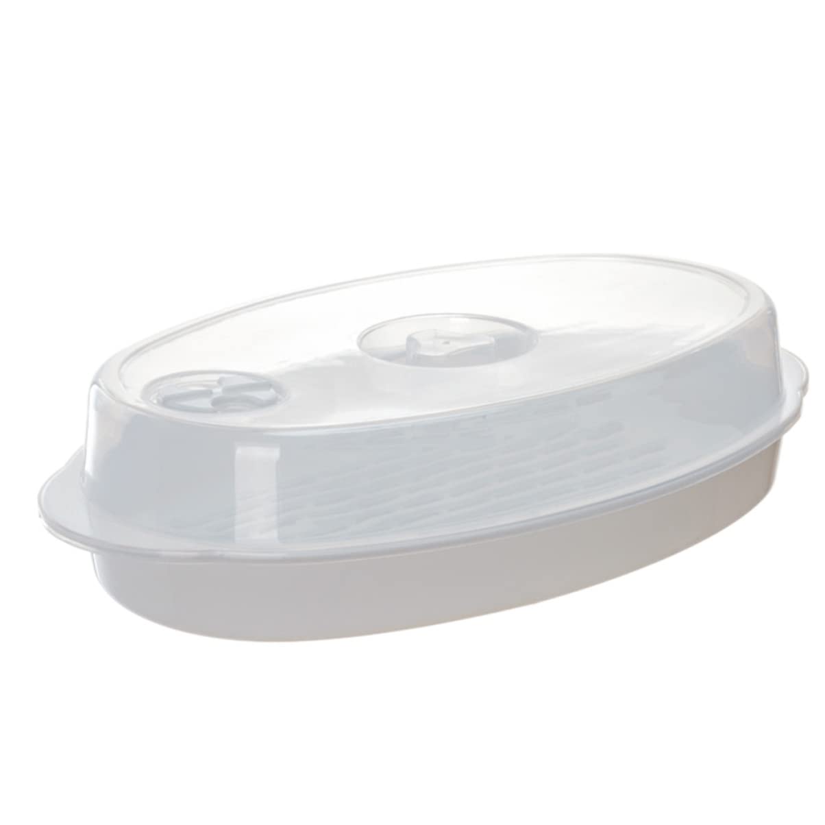 UPKOCH Microwave Steamer Dish - BPA-Free Vegetable & Fish Steamer Plate with Lid for Healthy Cooking - Perfect for Microwaving Veggies, Seafood & More - Ideal for Quick Meals, Meal Prep & Healthy Eating (White)