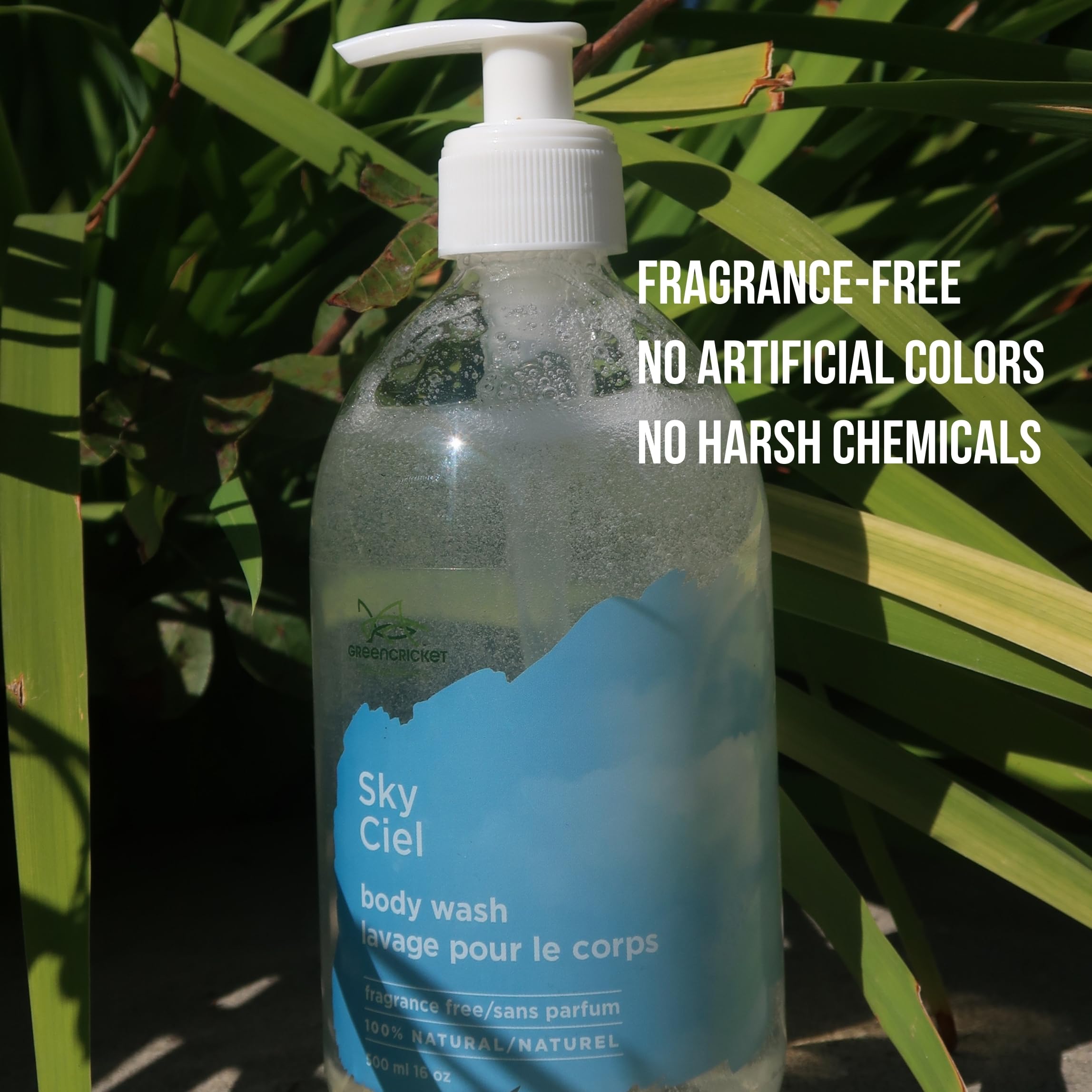 Green Cricket 100% Natural Body Wash - Fragrance Free & Hypoallergenic for Sensitive Skin | Gentle Daily Cleanser for Men & Women | Perfect for Dry Skin & Eczema Care