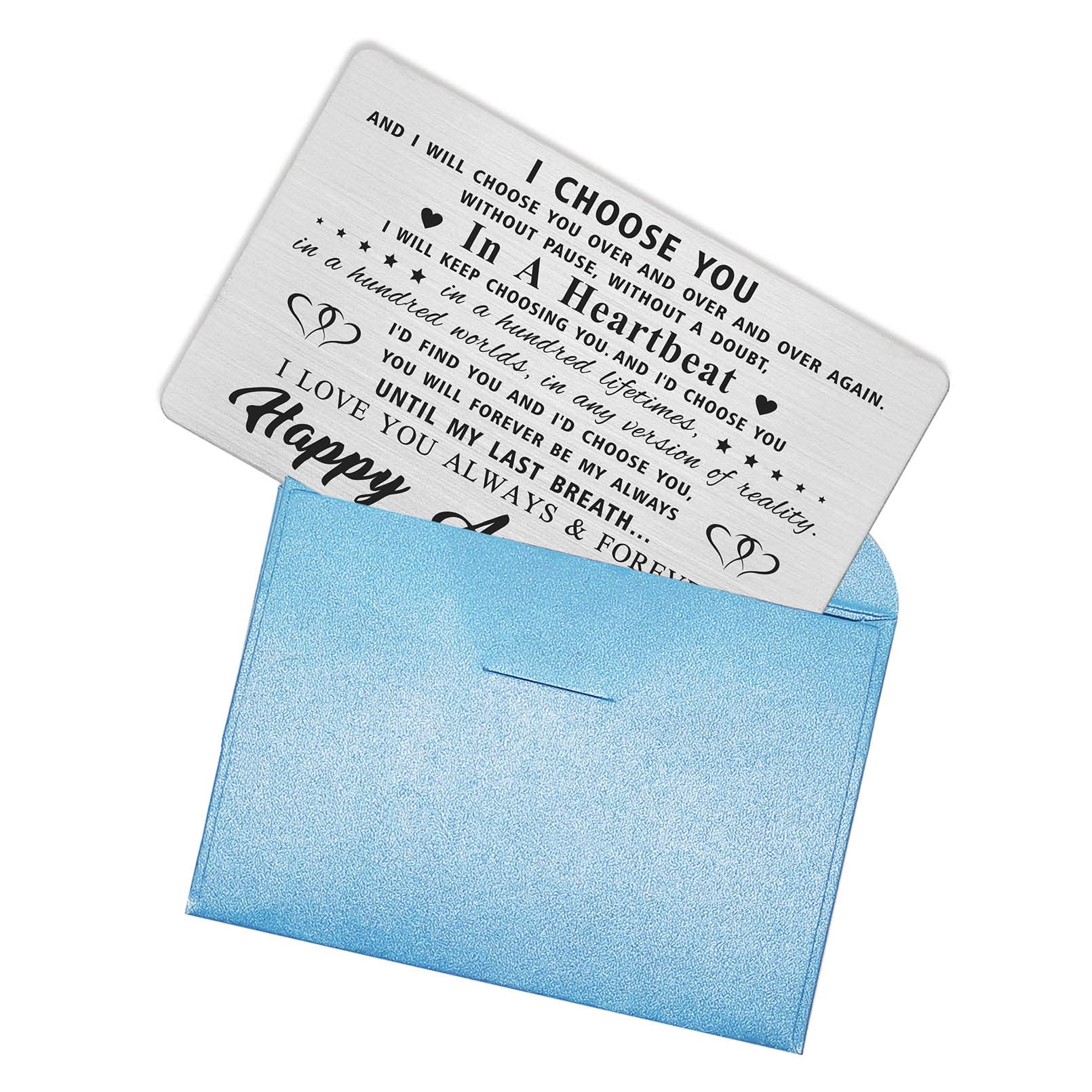Personalized Anniversary Wallet Card for Husband - Romantic Engraved Gift for Men - Perfect for Wedding Anniversaries, Valentine's Day & Special Occasions