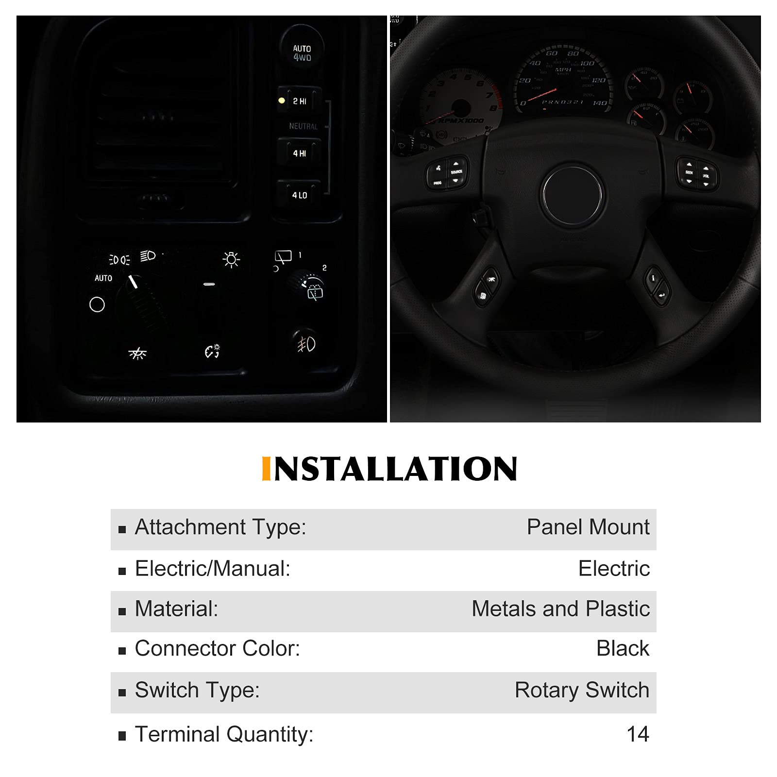 Premium Headlight Dimmer Switch & Steering Wheel Control Switch Compatible with Chevy Silverado Tahoe Trailblazer GMC Sierra Yukon Hummer H2 2003-2007 - Set of 5 - Easy Installation for Night Driving & Vehicle Control