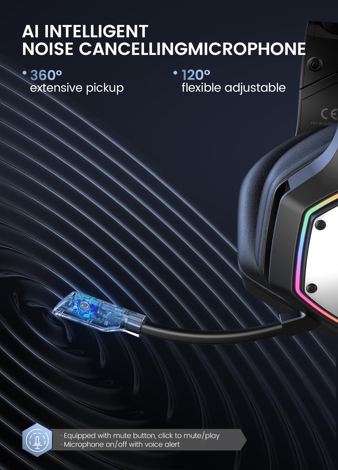 EKSA Wireless Gaming Headset with Microphone - 2.4GHz USB & 3.5mm Wired Headphones for PC, PS5, PS4, Xbox Series X/S, Nintendo Switch - 7.1 Surround Sound, RGB Lighting, Ergonomic Design - Perfect for Competitive Gaming, Streaming & Online Chat
