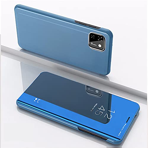 Premium Clear View Flip Cover for iPhone 13 Pro Max - Electroplated Mirror Finish, Scratchproof Full Body Protection, Slim PU Leather Case (Blue) - Perfect for Work, Travel & Everyday Use