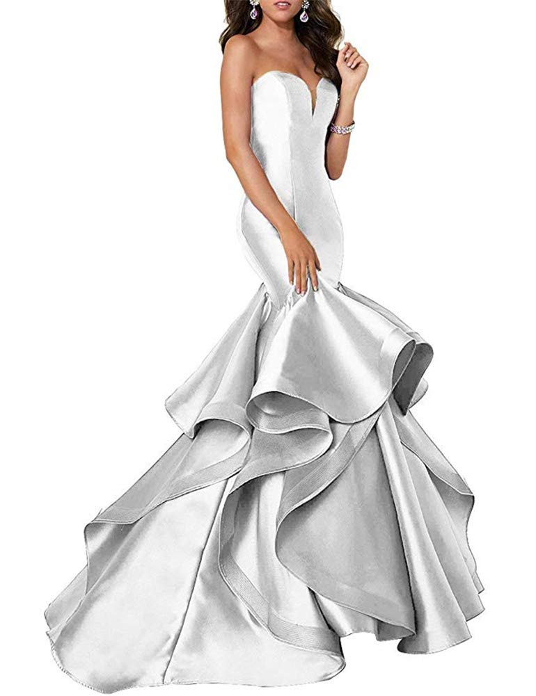 AI Maria Women's Mermaid Prom Evening Party Dress - Elegant Tiered Formal Gown for Homecoming, Wedding Guest, Cocktail Party & Special Occasions