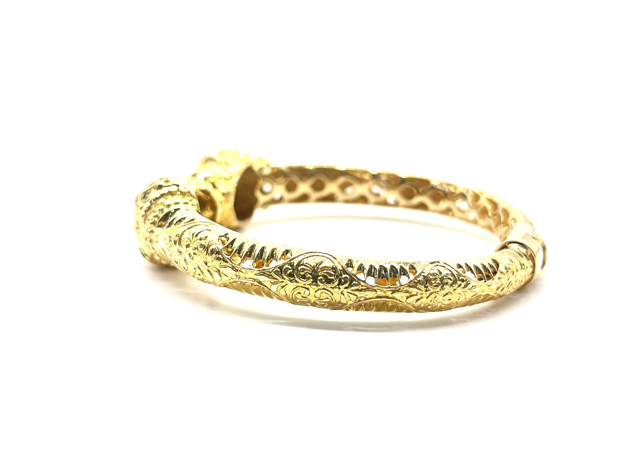 18K Gold Lion Head Hinged Bangle Bracelet for Women - Elegant Adjustable Cuff Jewelry Gift for Birthday, Anniversary & Special Occasions