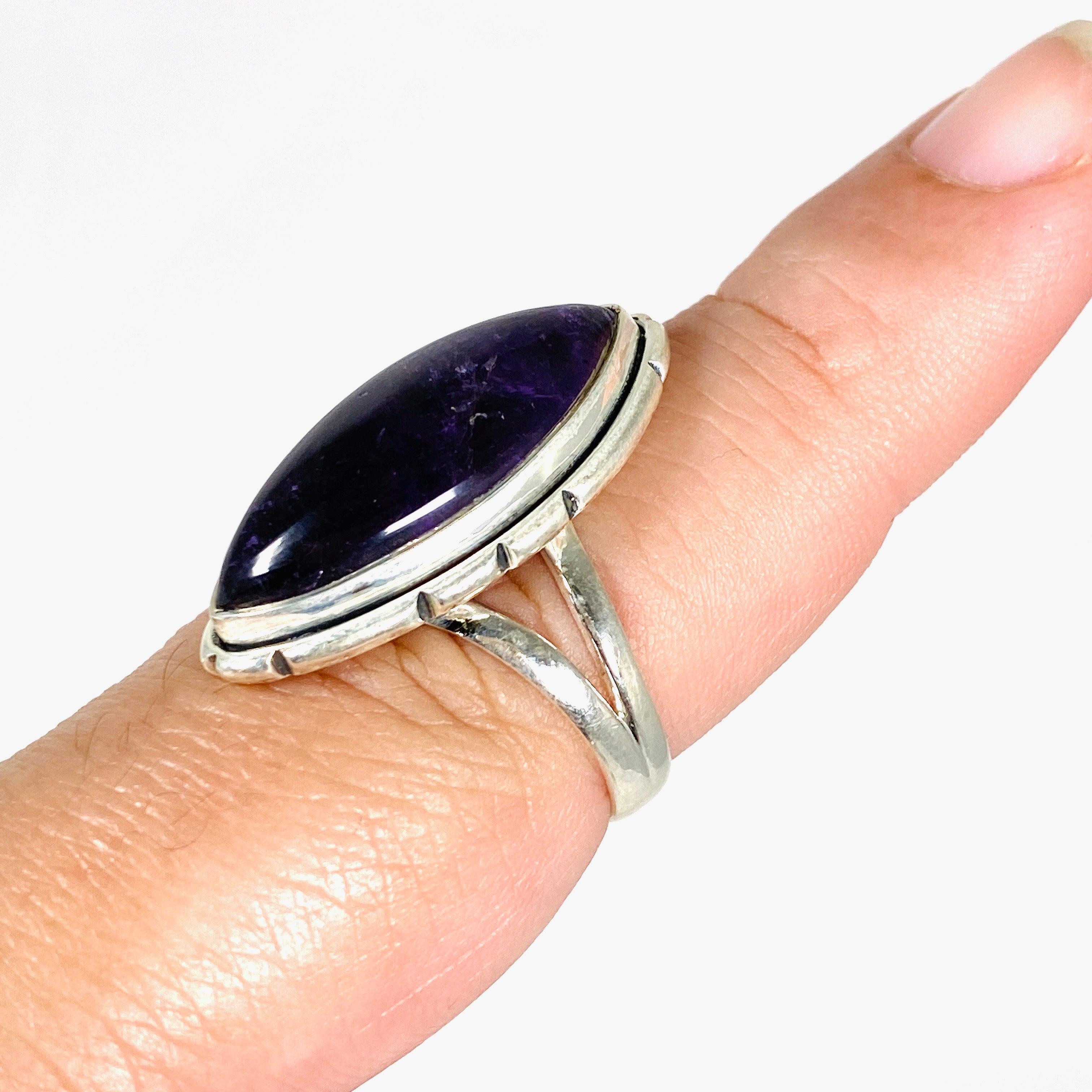 Amethyst Marquise Ring Size 9 KRGJ2976 - Elegant Purple Gemstone Jewelry for Women, Perfect for Weddings & Special Occasions