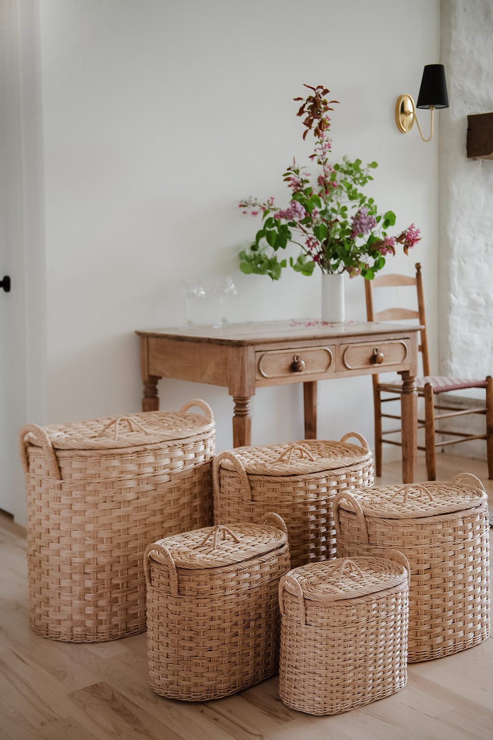 Handwoven Oval Nesting Storage Hamper - Stylish Laundry Basket for Bedroom, Bathroom & Nursery Organization