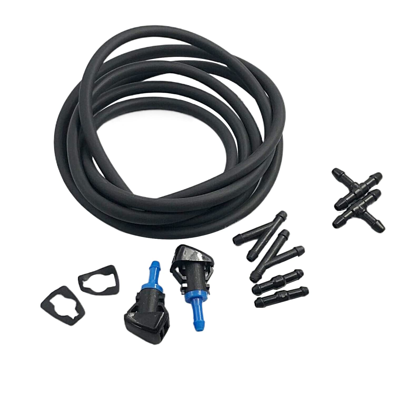 FainWan 7Ft Front Windshield Washer Hose Kit with Connector & Hood Nozzle Sprayer - Compatible with 55077460AA 5116079AA 5160308AA - Perfect for Car Windshield Cleaning and Maintenance