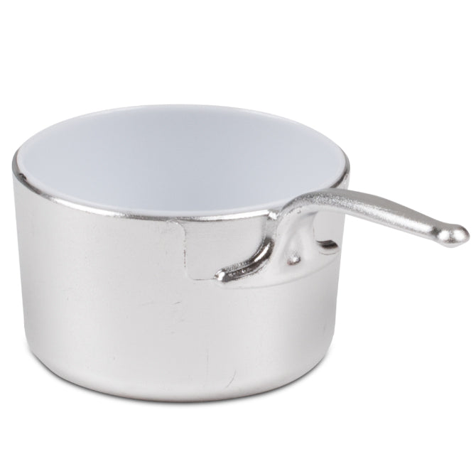 Premium Eskoffie Sauce Pan - 1.5 oz (45ml) Silver & White Non-Stick Cooking Pot - Perfect for Sauces, Dressings & Small Batch Cooking in Kitchens & Restaurants
