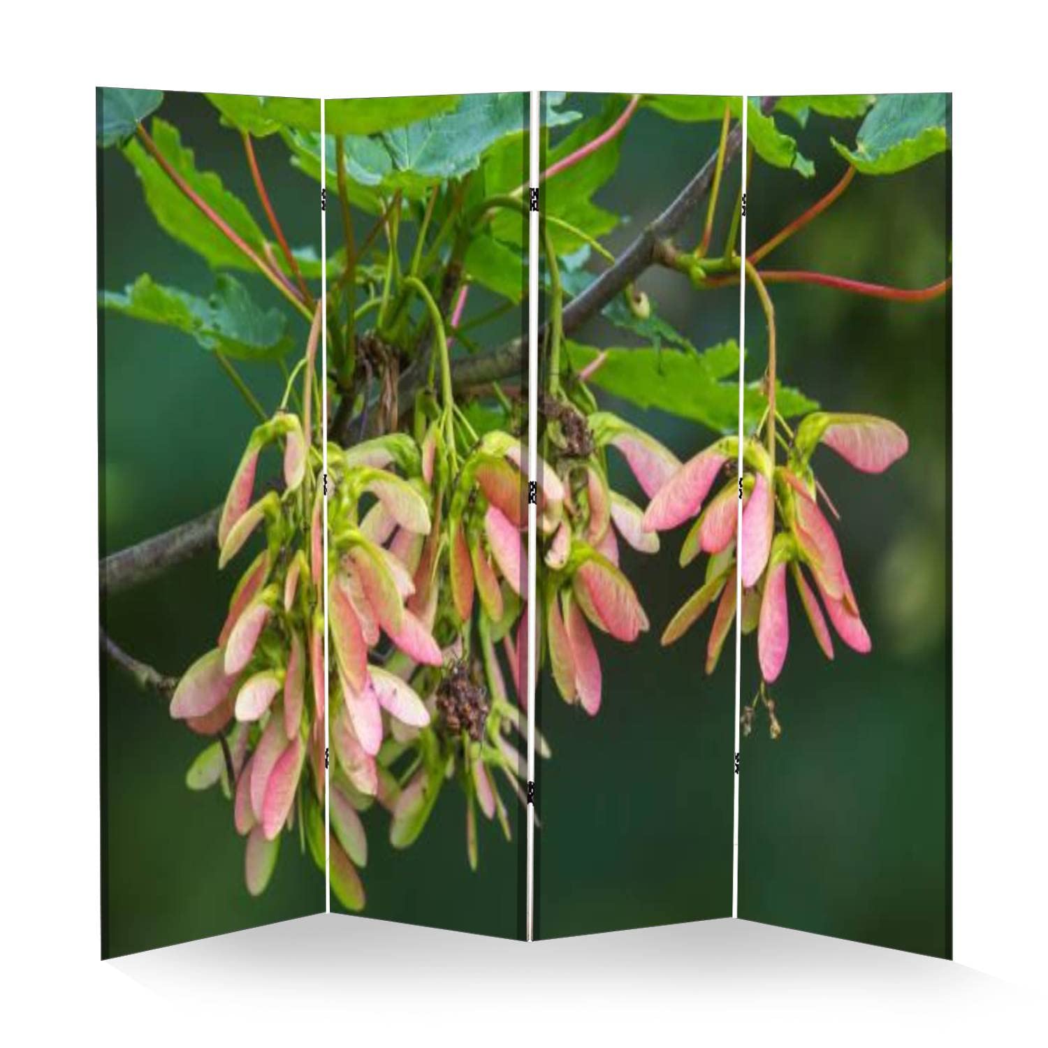 VDSRYGMLB Wooden Room Divider - 4-Panel Folding Privacy Screen with Sycamore Tree Canvas Design, Dual-Sided Wall Partition for Home & Office | Perfect for Bedroom Separation, Living Room Decor, and Indoor Display Shelves