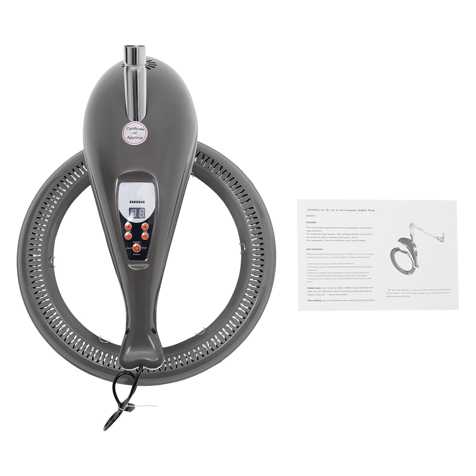 950W Multifunctional Hair Treatment Machine with 360° Rotating Heating Ring - Wall Mount Salon Hair Perming Equipment for Home & Professional Use (Grey) | Perfect for Salons, Spas & At-Home Hair Care