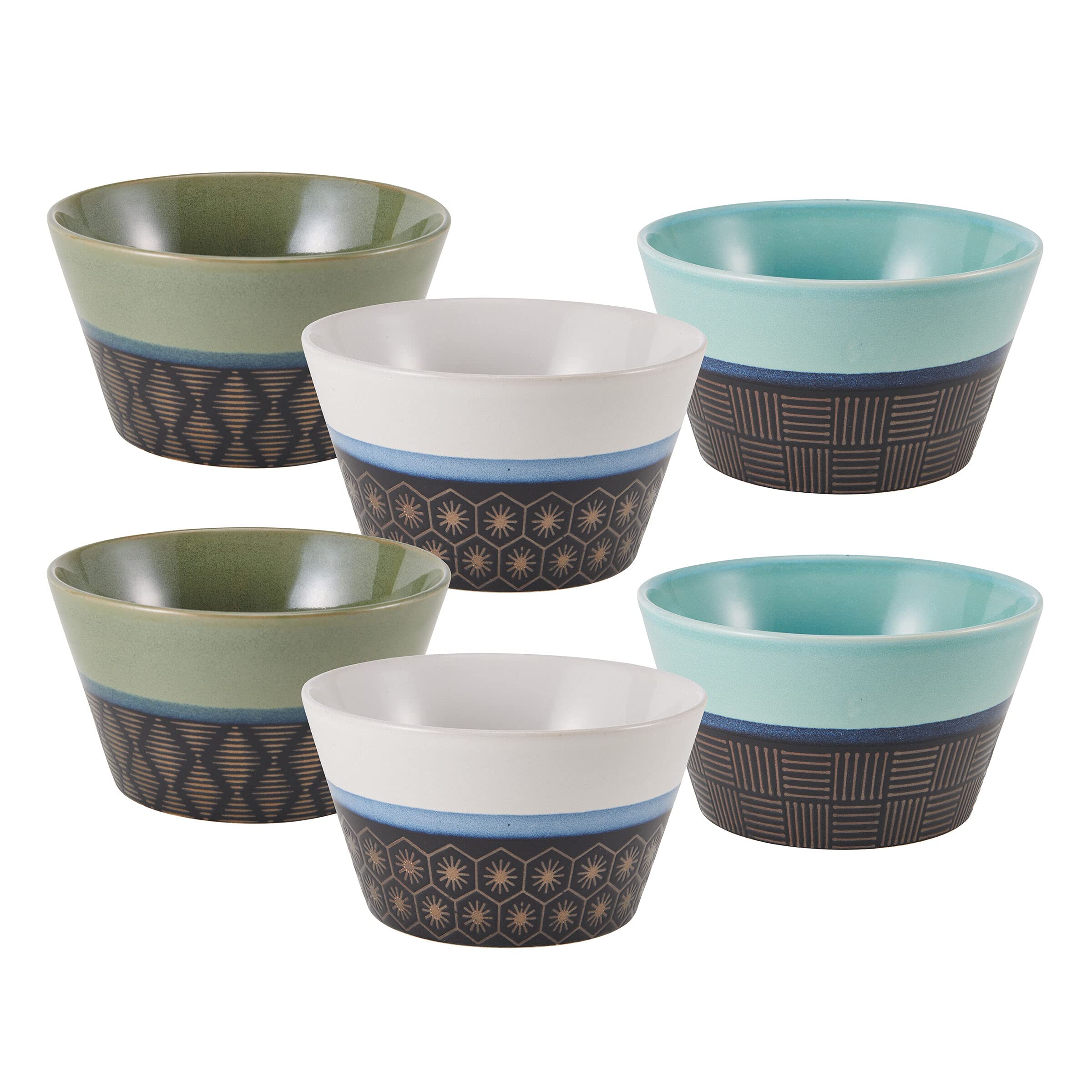 Pfaltzgraff Marcus 24-Oz Cone Shaped Soup & Cereal Bowls Set of 6 - Colorful Stoneware Dishes for Soup, Salad, Pasta & Dessert - Perfect for Dining, Entertaining & Everyday Use