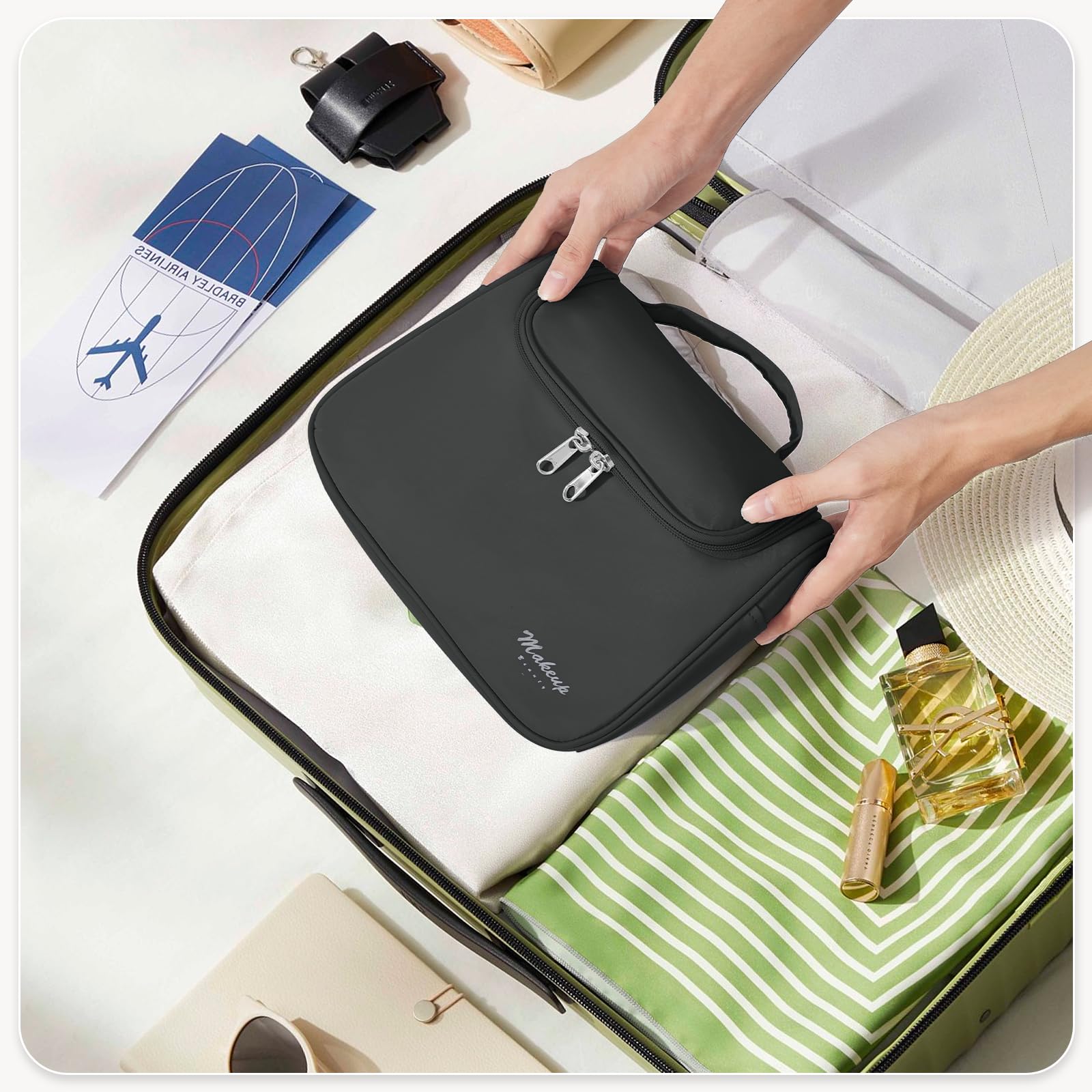 Waterproof Travel Toiletry Bag for Women - Large Cosmetic Organizer for Travel Essentials
