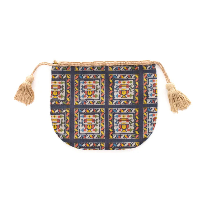 Nishijin Woven Small Drawstring Bag - Floral Design, Handmade in Kyoto Japan, Traditional Japanese Craft Purse for Coins, Jewelry & Gift Giving