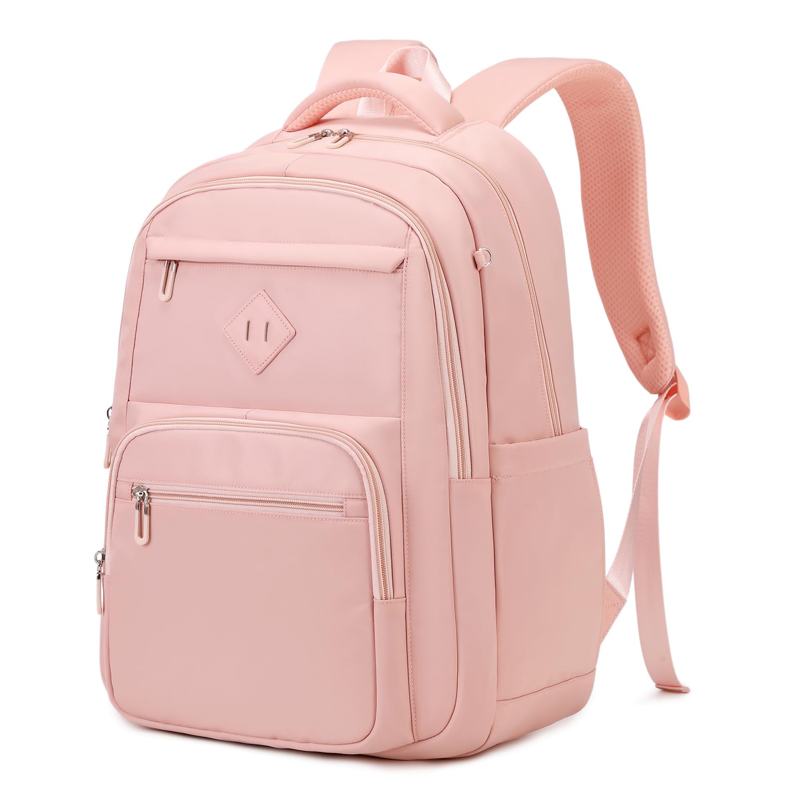 Lightweight Girls School Backpack for Teens - Pink Bookbag with Luggage Strap for College & Travel (Ages 8-18) | Perfect for School, Commuting & Weekend Getaways