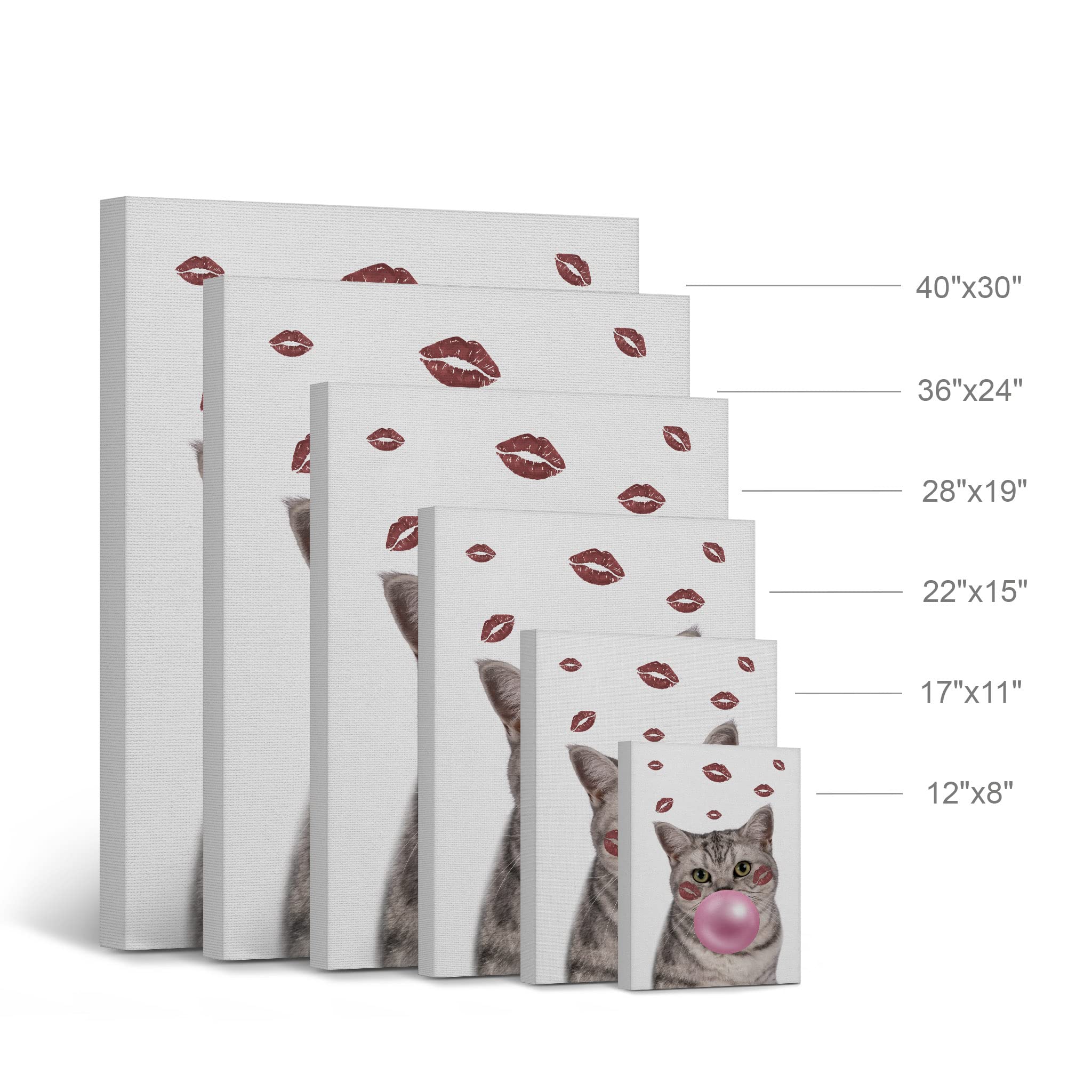Brazilian Shorthair Cat & Golden Retriever Dog Chewing Bubble Gum Pop Art Canvas Prints Set - 2 Panel Animal Portrait Wall Decor for Living Room, Bedroom, Nursery (28x19 inches) - Perfect for Pet Lovers & Modern Home Decor