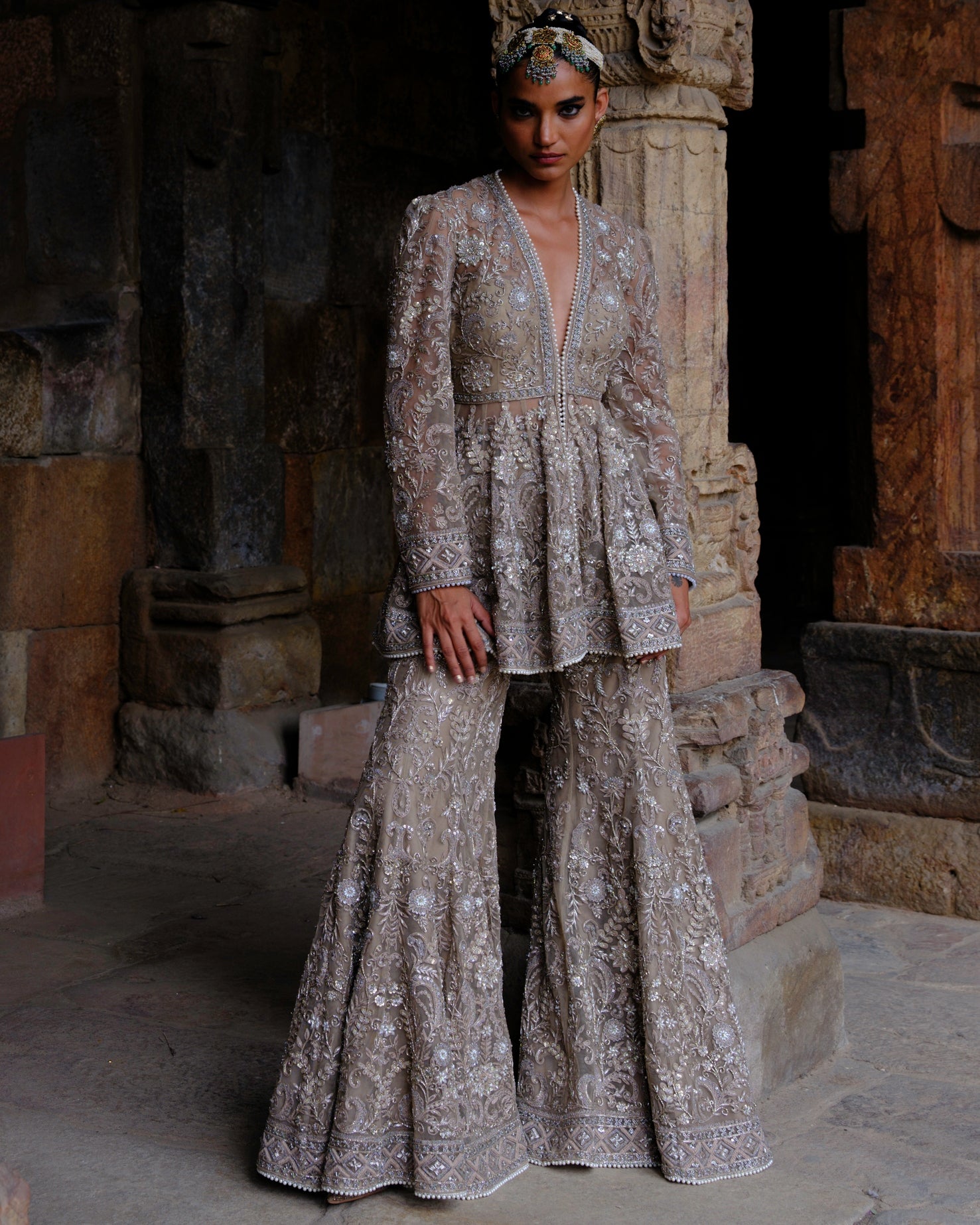 Alana Peplum Sharara Set - Elegant Women's Ethnic Outfit for Parties & Weddings | Perfect for Festive Occasions, Celebrations & Special Events