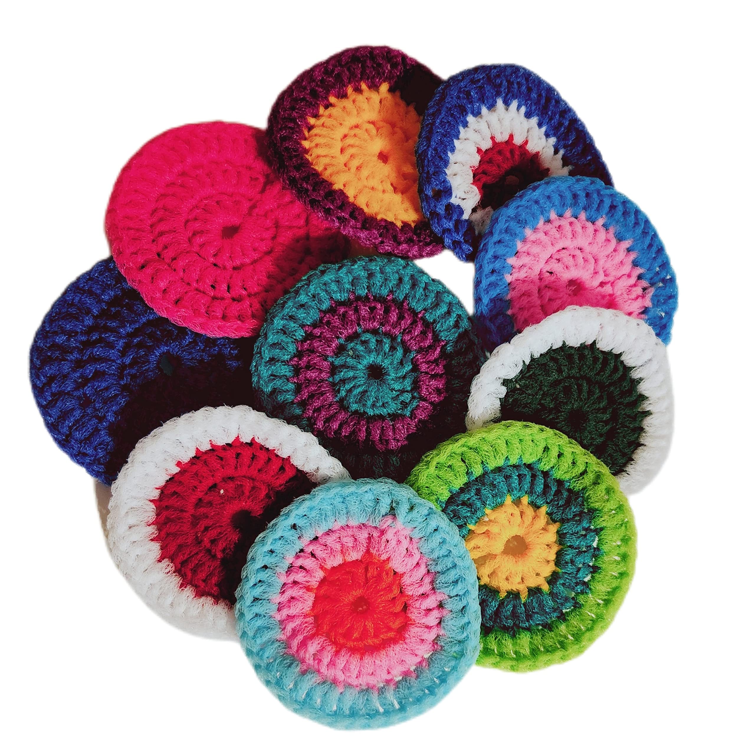 Eco-Friendly Washable Reusable Crochet Nylon Dish Scrubbers - Single Layer (3/5/10 Pack) | Multiple Color Options | Perfect for Kitchen Cleaning, Pots & Pans, Non-Stick Cookware