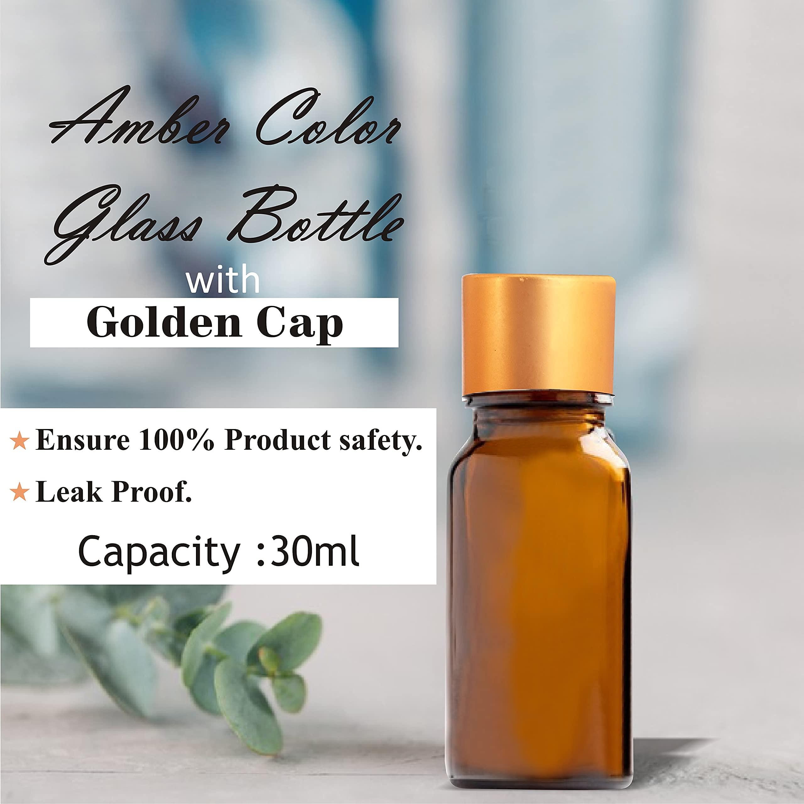Zenvista 15ml Amber Glass Bottles with Gold Cap - Empty Refillable Essential Oil Containers (Pack of 3) | Perfect for DIY Essential Oils, Aromatherapy, Travel & Gift Giving