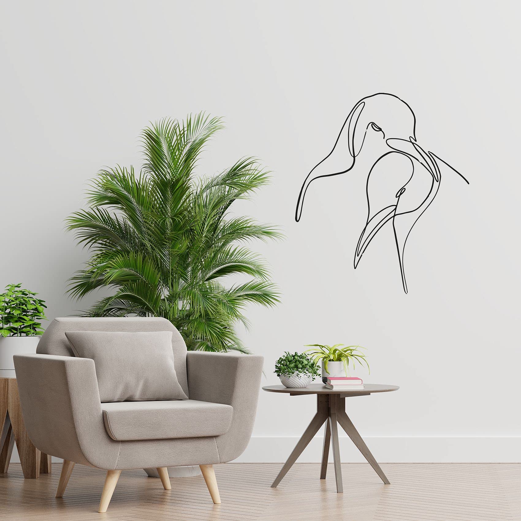 Elegant Penguin Pair Silhouette Vinyl Wall Art Sticker - 20x18 Inch Line Design Decal for Kids Room, Nursery, Study & Home Decor - Perfect for Boys & Girls Bedroom Wall Decoration