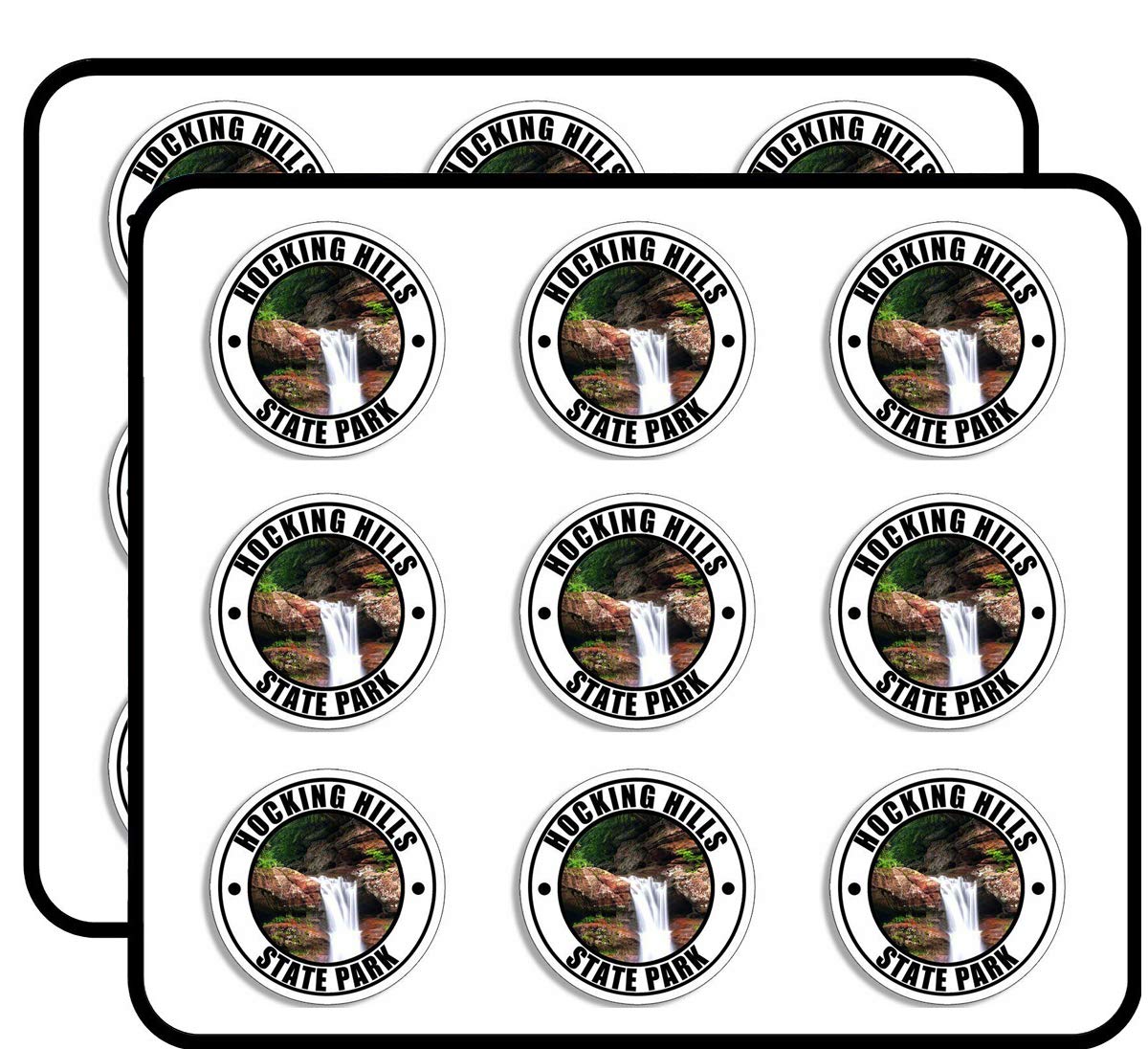 Hocking Hills State Park Ohio Round Stickers - 2 Inch 18 Pack for Scrapbooking, Journals, Planners, DIY Crafts - Perfect for Travel Memories, Bullet Journaling & Decorative Projects