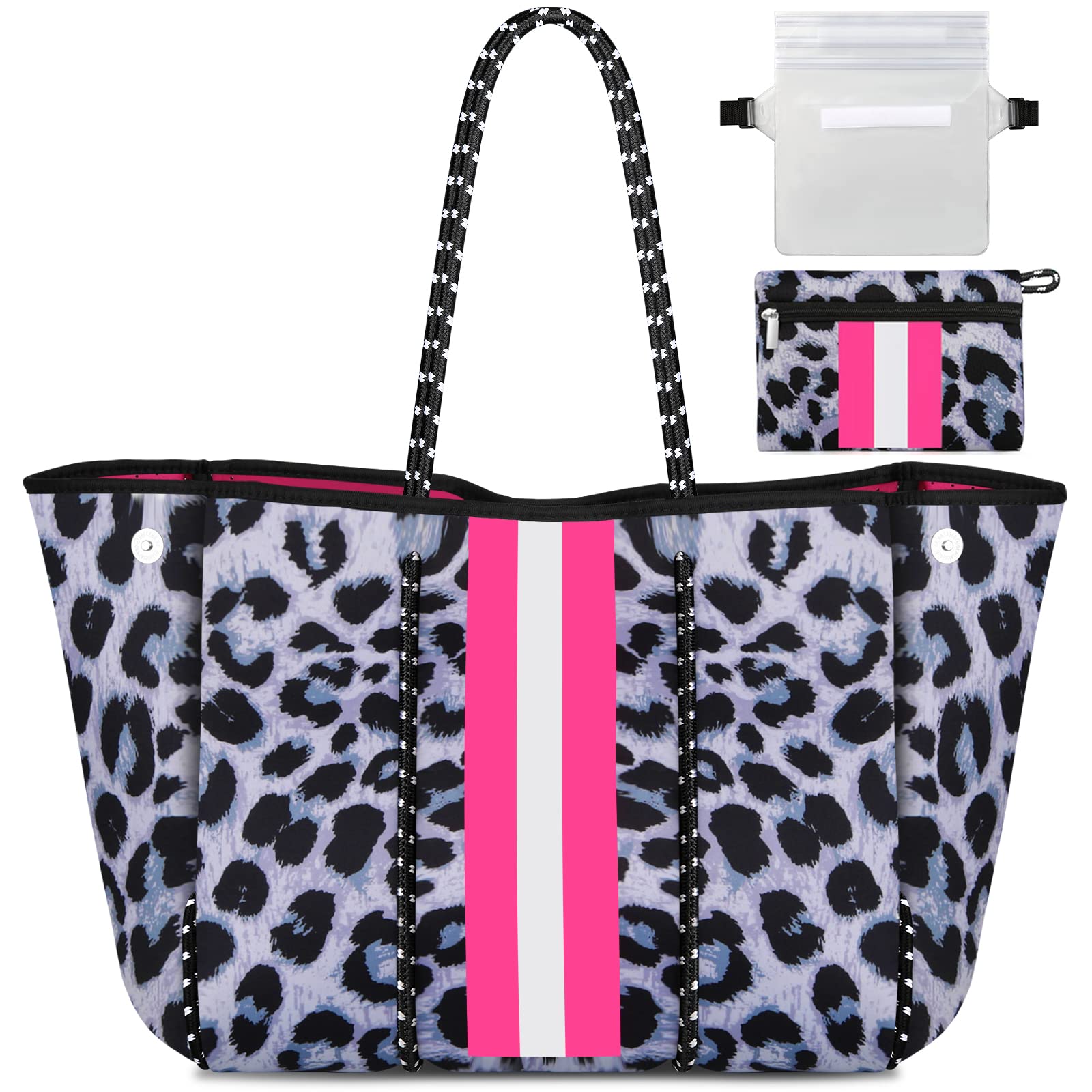 Premium Neoprene Tote Bag for Women - Large Waterproof Beach Bag with Zipper, Lightweight Travel Tote (L/XL) - Perfect for Pool, Gym, Shopping & Vacation Essentials