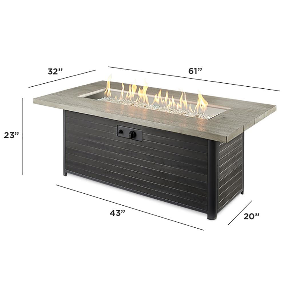 Cedar Ridge Fire Pit Table with Electronic Ignition - Natural Gas, 32x61-Inch for Outdoor Patio