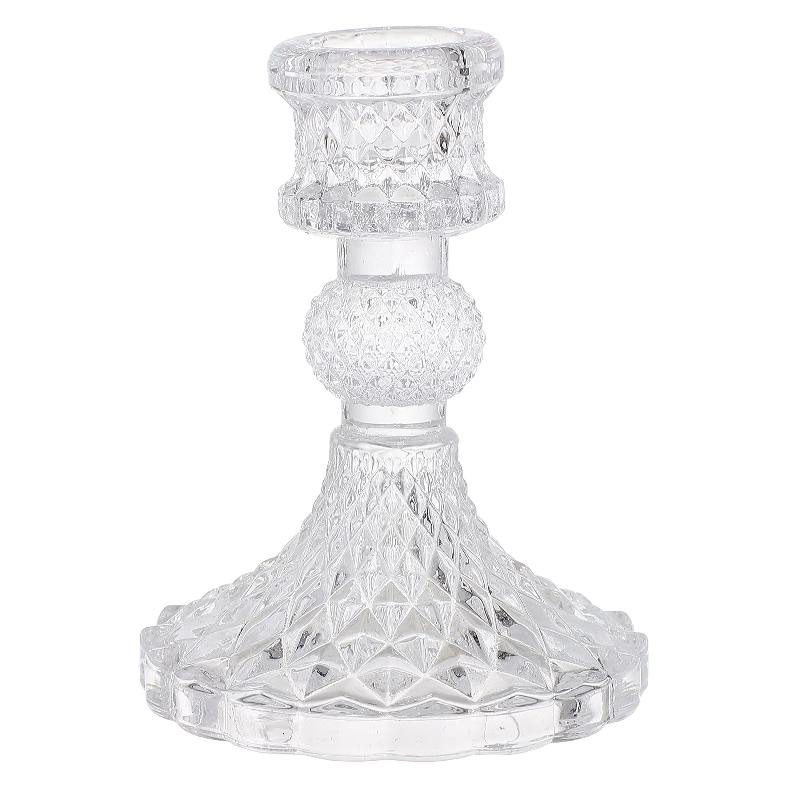 1pc Clear Glass Candle Holder - Modern Transparent Candlestick for Home Decor, Wall Decor, Room Decor - Perfect for Dining Table Centerpiece, Wedding Decor, Romantic Ambiance