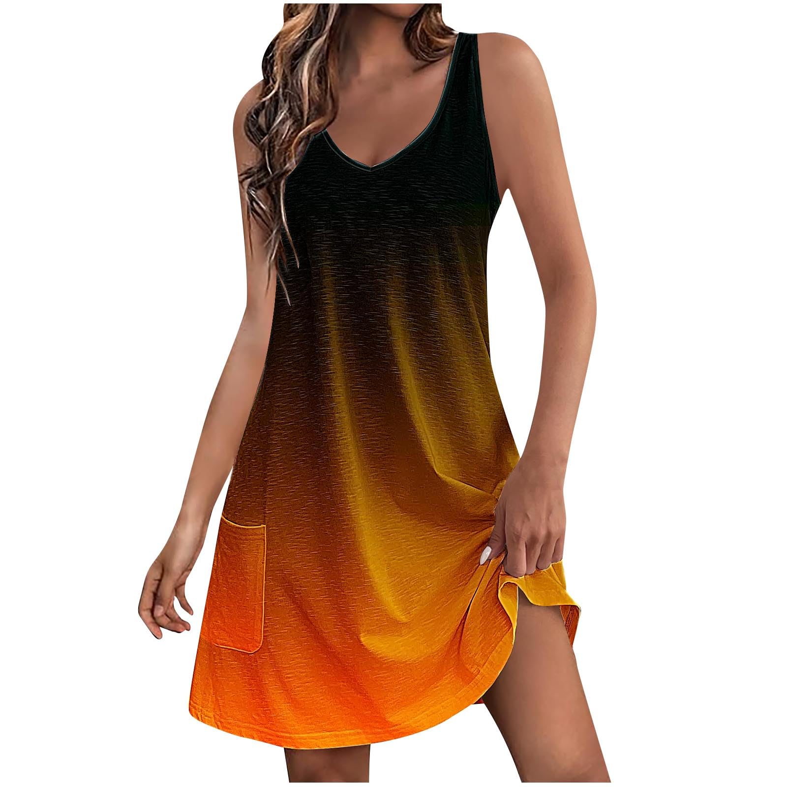 Women's Tropical Summer Dresses 2024 - Casual Sleeveless T-Shirt Beach Dress with Pockets | Perfect for Vacation, Pool Party & Summer Outings