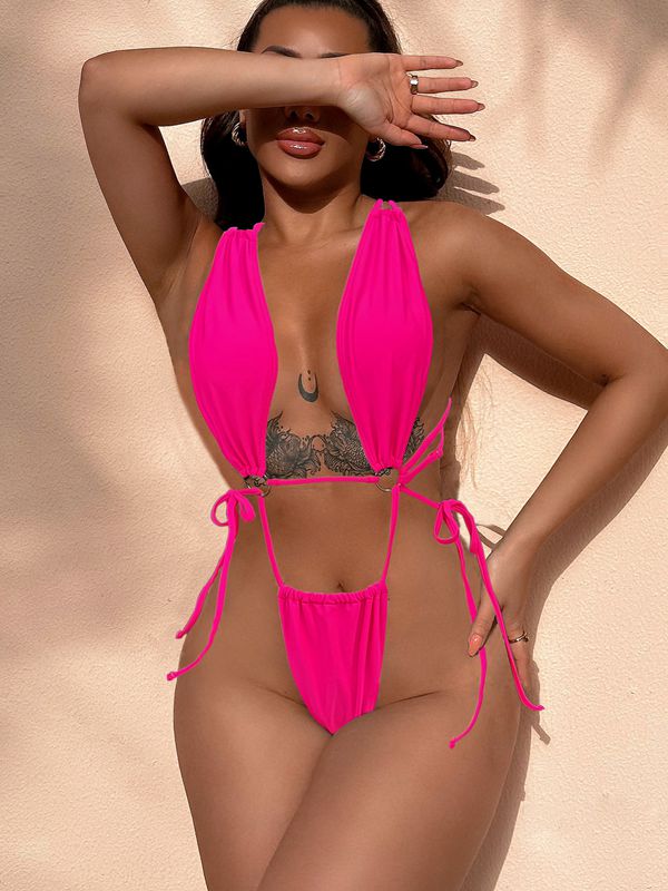 ZASUWA Women's Solid Color Cross Strap Jumpsuit - Casual One Piece Romper for Summer Outfits, Beachwear, and Street Style Fashion